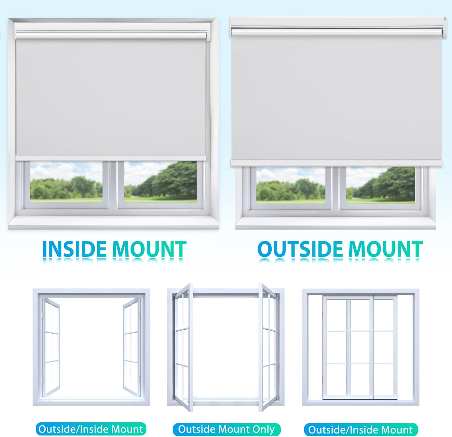 Allesin Persianas enrollables motorizadas con control remoto para ventanas, persiana enrollable inteligente, eléctrica a pilas (blanco, 34 pulgadas