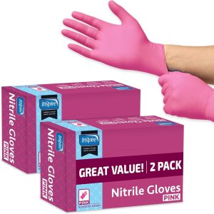 Inspire Pink Gloves Disposable Latex Free  Nitrile Pink Gloves Hair and Nail Salon, Esthetician Nitrile Disposable Gloves Inspire Pink Gloves Disposable Latex Free  Nitrile Pink Gloves Hair and Nail Salon, Esthetician Nitrile Disposable Gloves