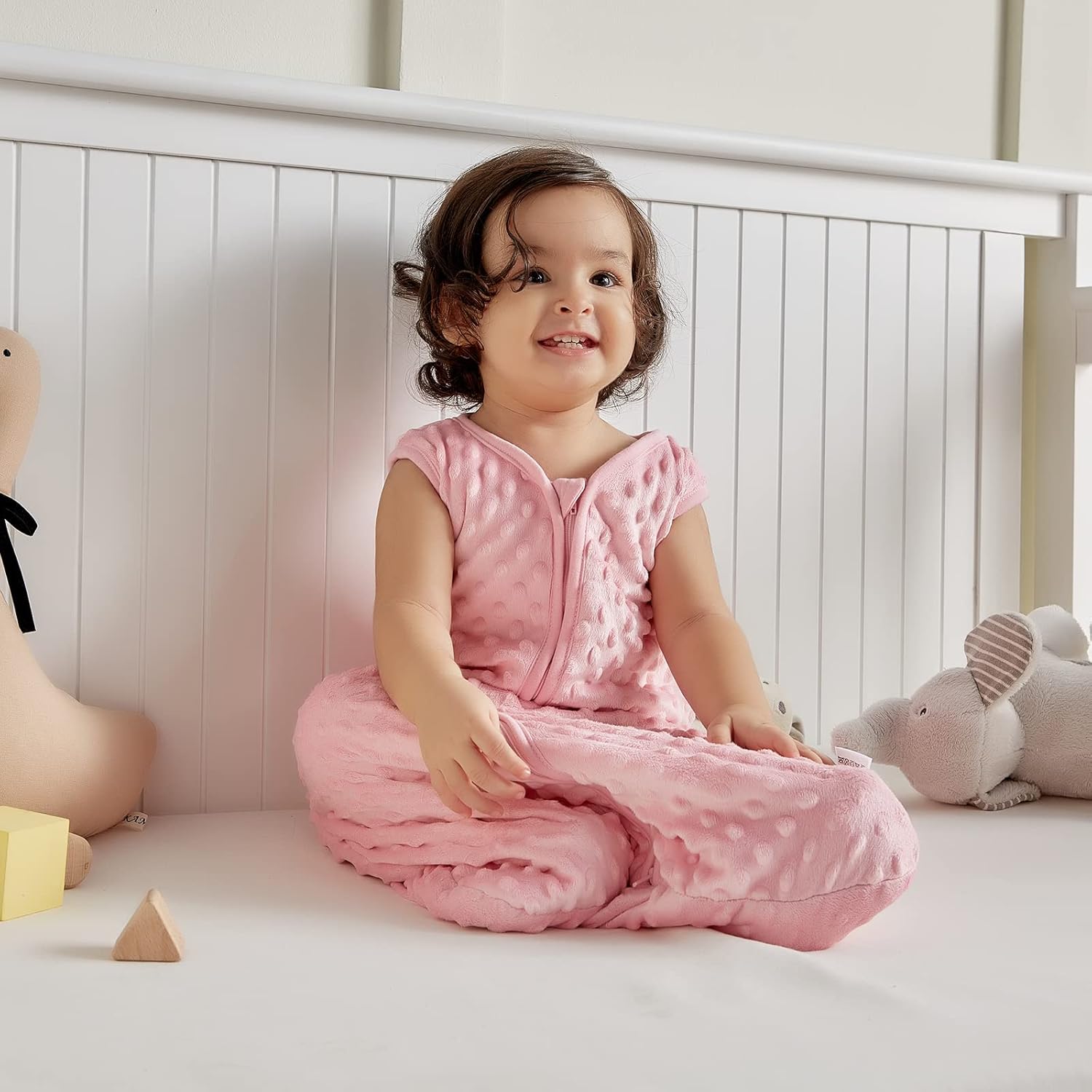 DaysU Saco de dormir para bebé con puntos calmantes TOG 2.5, manta sin mangas para bebé de 12 a 18 meses con cremallera de 2 vías, saco de dormir de