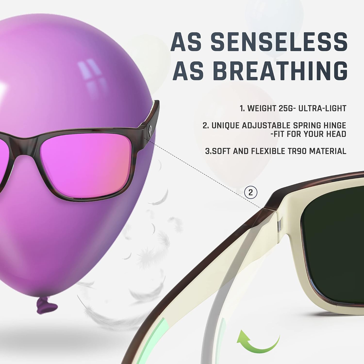 TOREGE Gafas de sol polarizadas deportivas para hombres y mujeres, lentes de sol para ciclismo, correr, pesca, barco, senderismo, playa, TR66