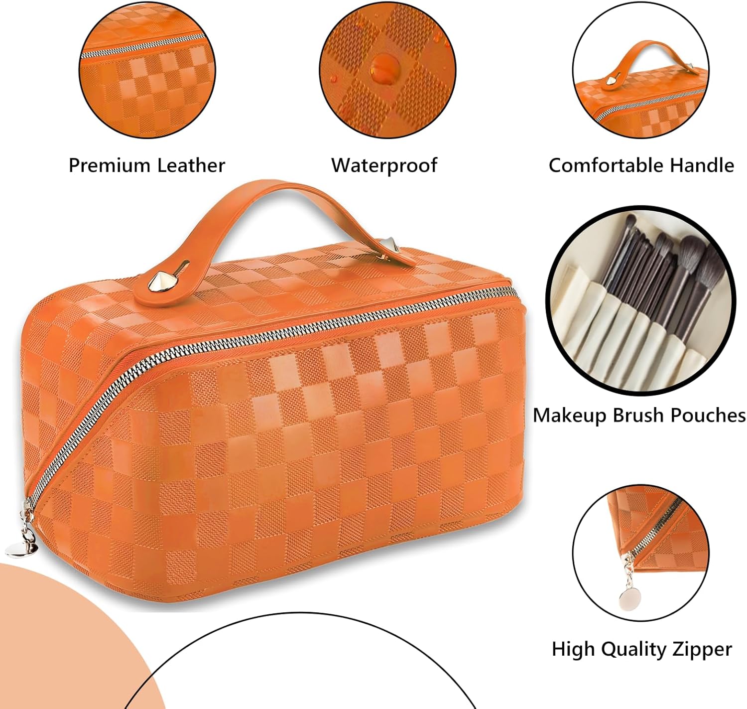 GUZINC Bolsa de maquillaje de viaje para mujer, Naranja, Vida cotidiana