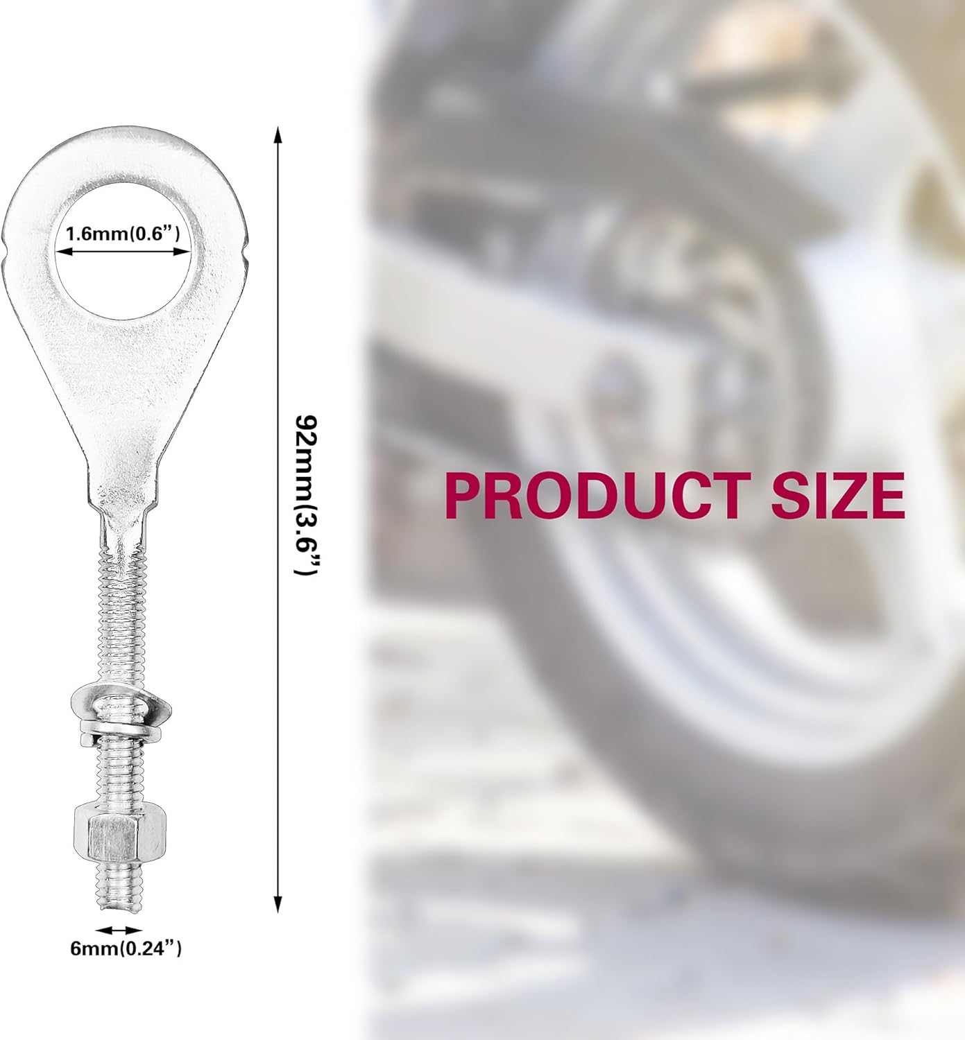 Ajustador de eje tensor de cadena, 4 unidades de 0.59 pulgadas (0.591 in), tensor de eje de cadena de bicicleta, compatible con motocicletas de 50