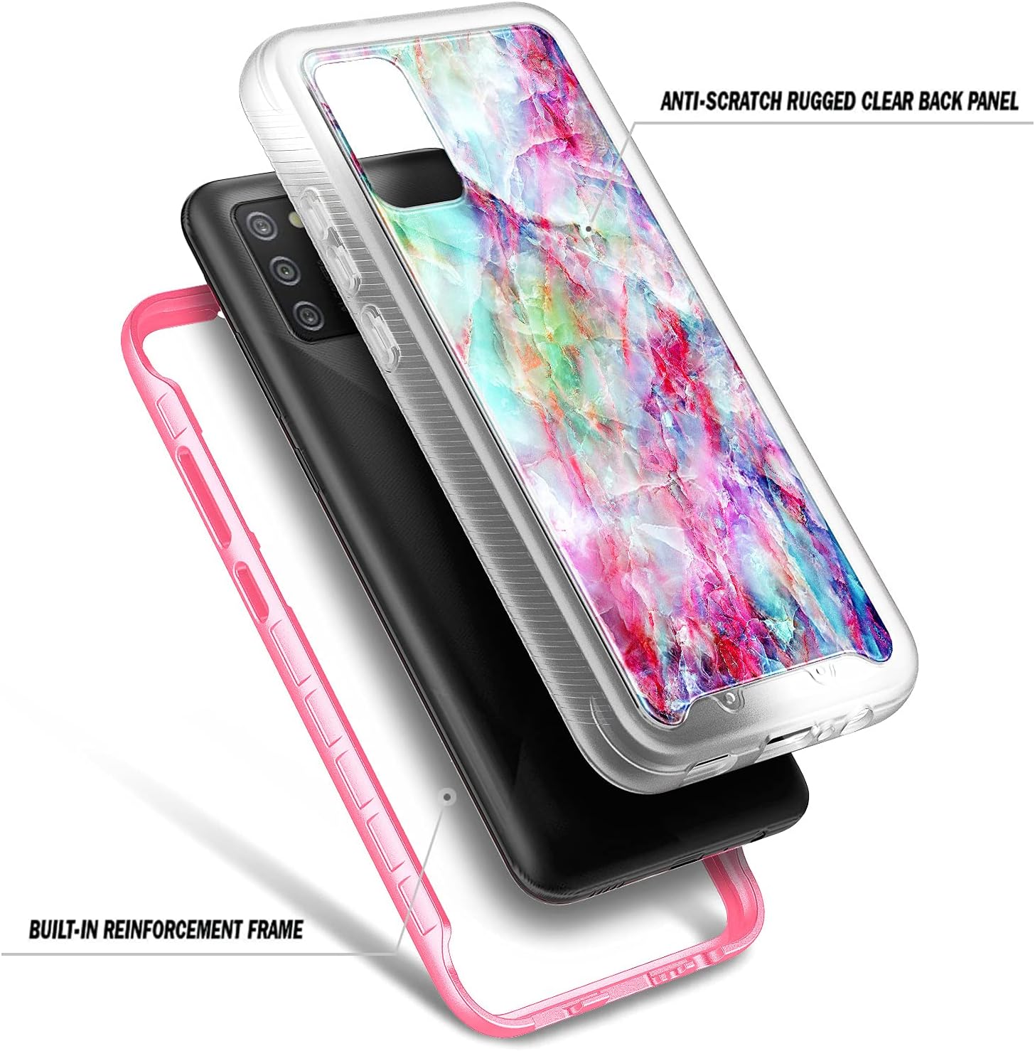 NZND Funda para Samsung Galaxy A03S con protector de pantalla integrado, funda protectora de cuerpo completo a prueba de golpes, resistente a los