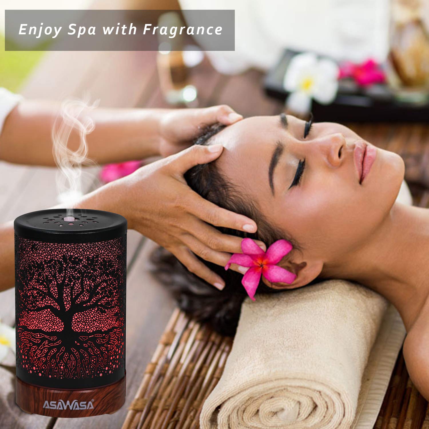 ASAWASA Difusores para aceites esenciales, difusor de aceites esenciales con apagado automático sin agua, humidificador de aromaterapia de arte