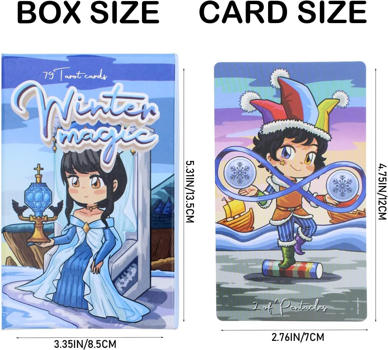 mrdiyshisha Tarot mágico de invierno, 79 cartas de tarot lindas con guía en caja rígida de dos piezas (tamaño de la tarjeta 4.75″ x 2.75″)
