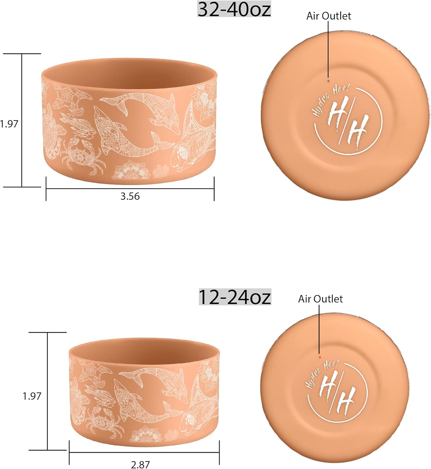 Hydro Heel Funda protectora de silicona inferior, de 12 a 40 onzas. Se adapta a todas las botellas de agua de acero inoxidable aisladas al vacío,