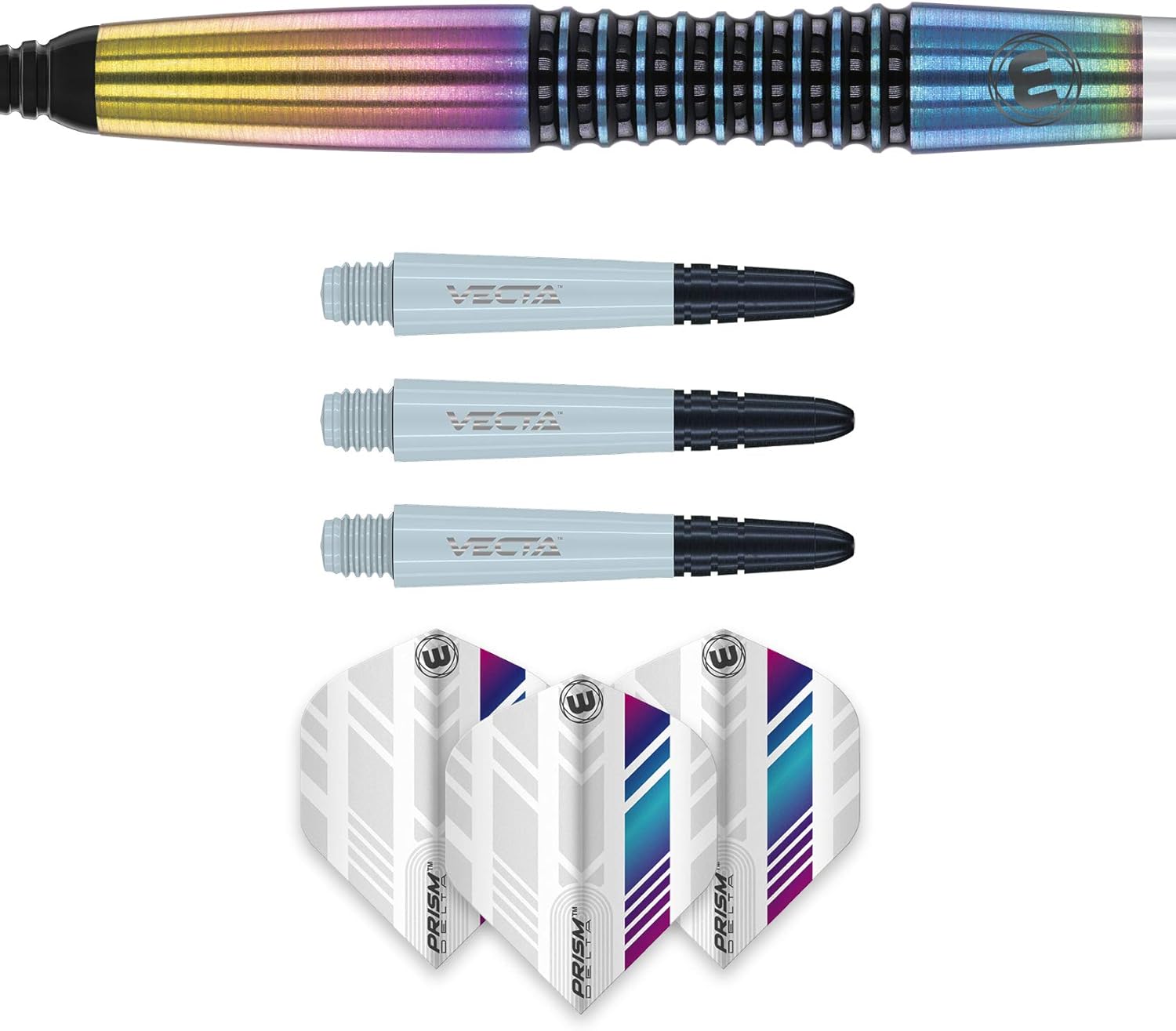 WINMAU Elektra – Dardos de tungsteno 90% con vuelos de prisma y ejes Vecta (tallos) Pesos disponibles de 0.78 oz-0.85 oz-0.92 oz, agarre urbano,