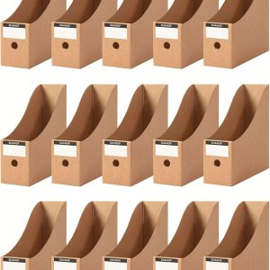 Organizador plegable para archivos de escritorio caja de almacenamiento de revistas de cartón resistente estante de documentos con etiquetas en Organizador plegable para archivos de escritorio caja de almacenamiento de revistas de cartón resistente estante de documentos con etiquetas en