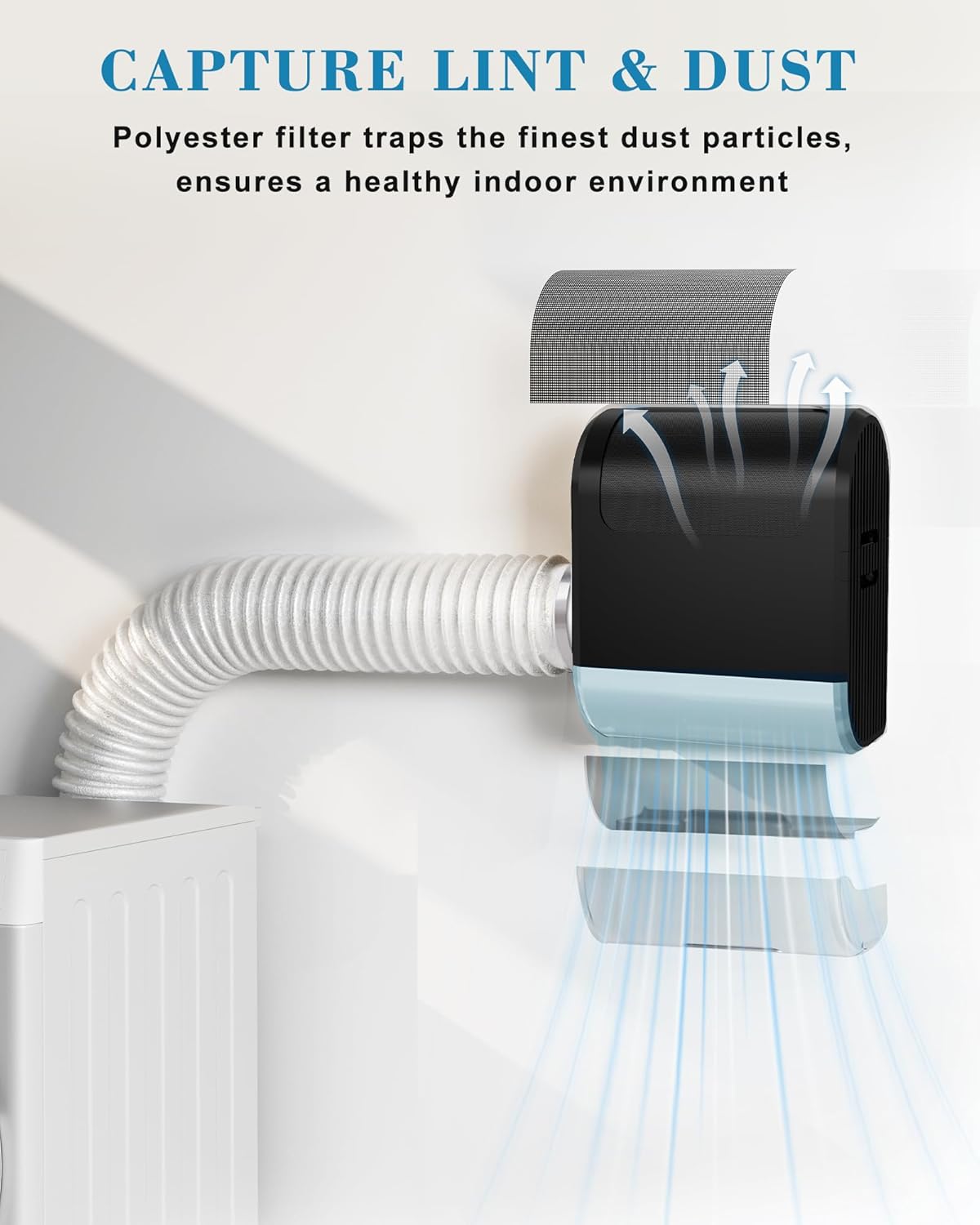 Ventilación de secadora interior 3 en 1 filtro de pantalla de poliéster y sistema de cajón de agua para secadoras de ropa eléctricas, incluye