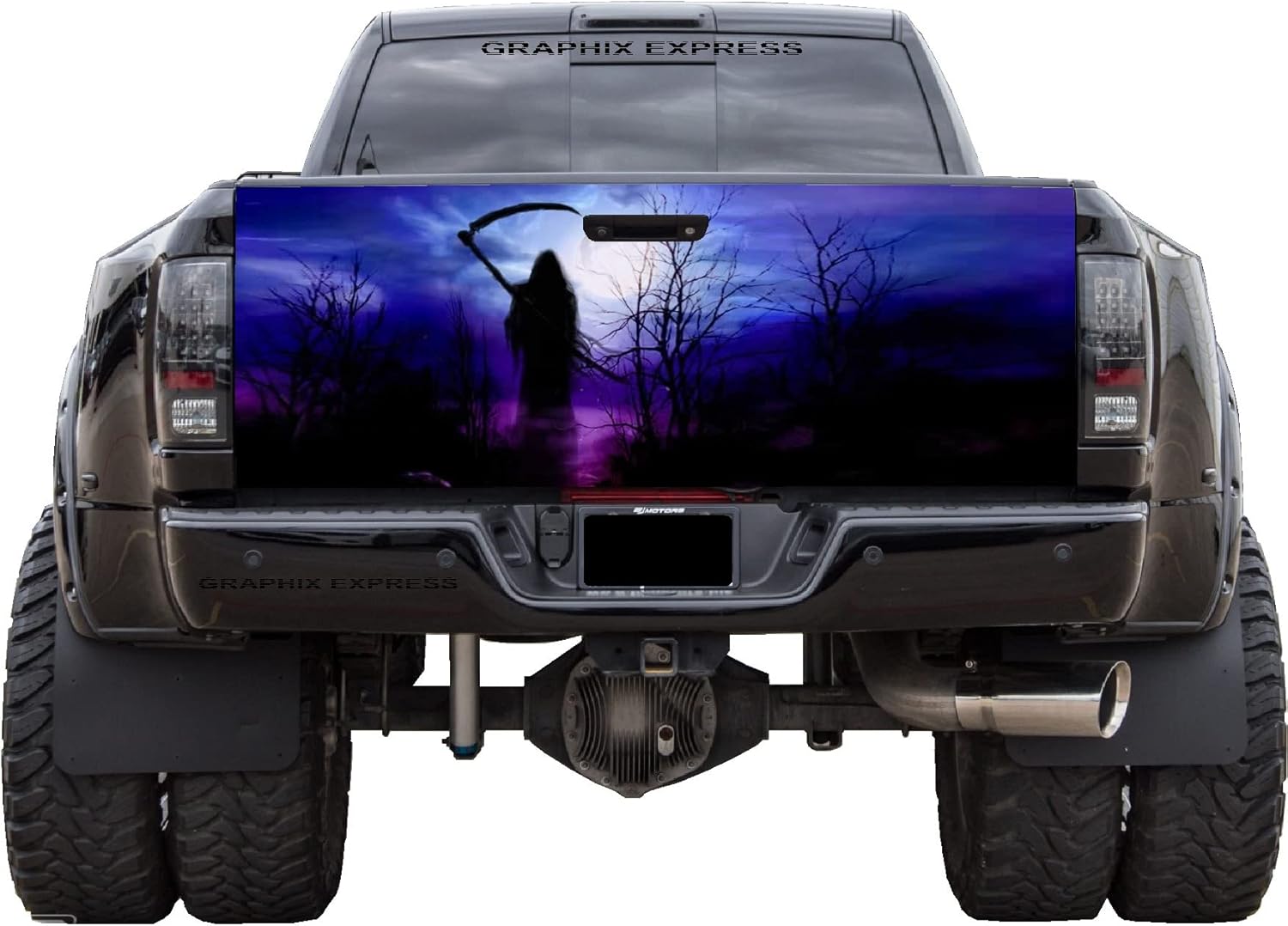Calcomanía para puerta trasera de camioneta (T07 Grim Reaper Skull) para puerta trasera, calcomanías para camionetas, calcomanías gráficas para