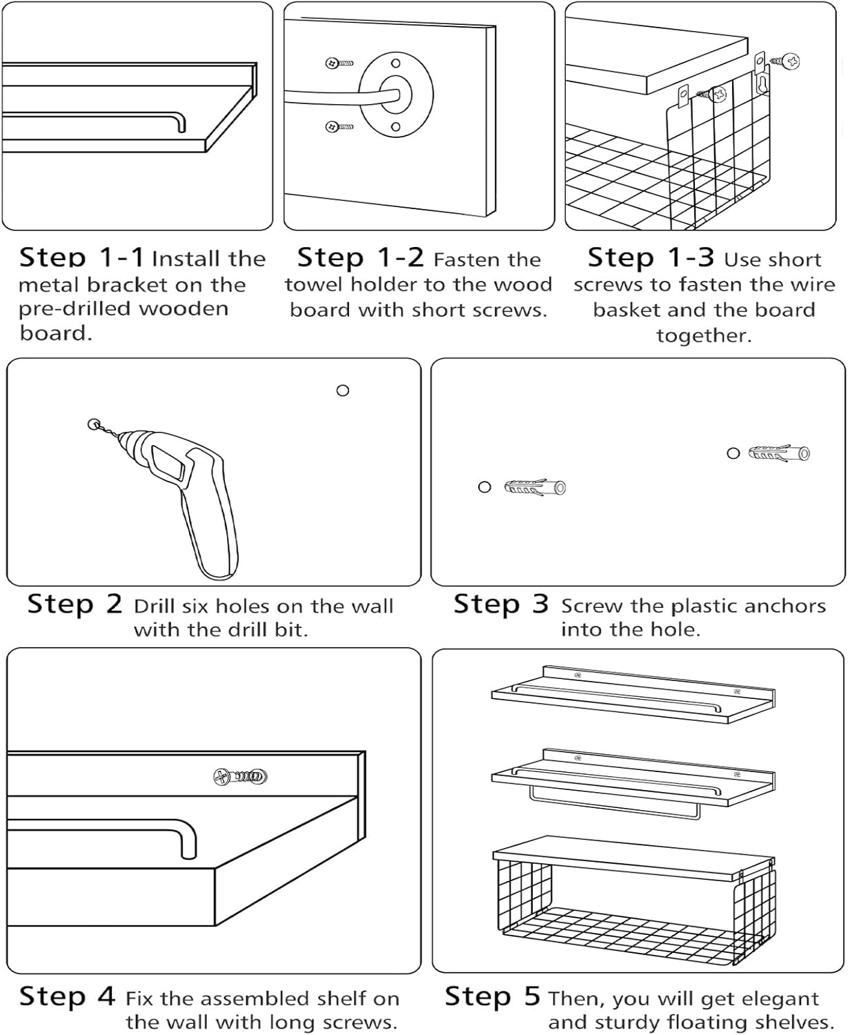 RYOFOBETTO Estantes flotantes sobre papel higiénico, estantes flotantes para colgar en la pared, de madera rústica, cesta de almacenamiento para
