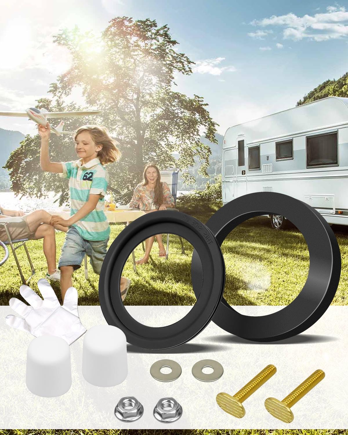 Kit de sellado de inodoro RV de repuesto 385311652 y sello de bola de inodoro para autocaravana 385311658, kit de repuesto de sello de inodoro