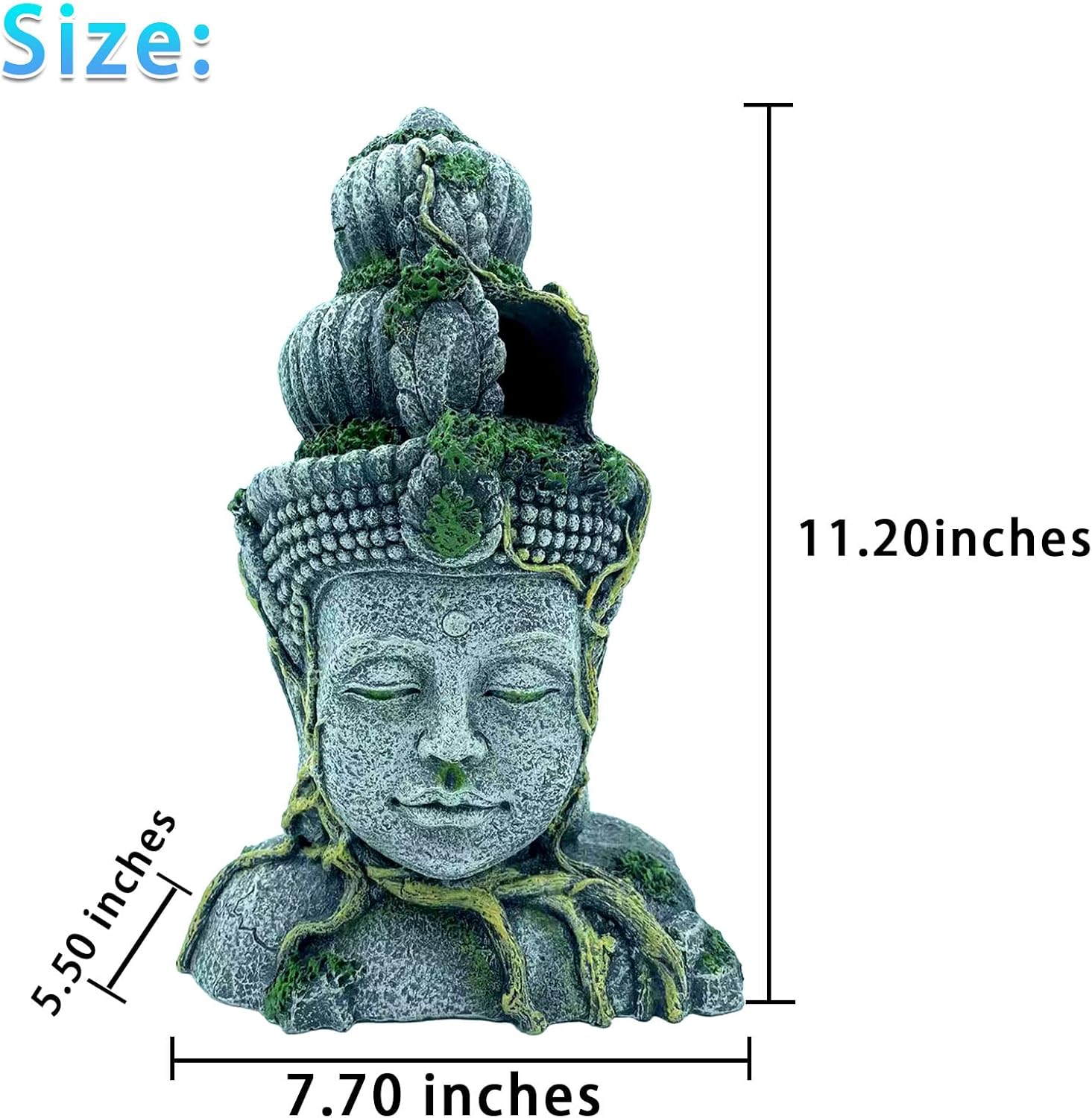 kathson Acuario Buda Cabeza Estatua Decoración Betta Resina Escondite Cueva Fish Tank Accesorios Descanso Ocultar Raza para Pescado Camarón Reptil