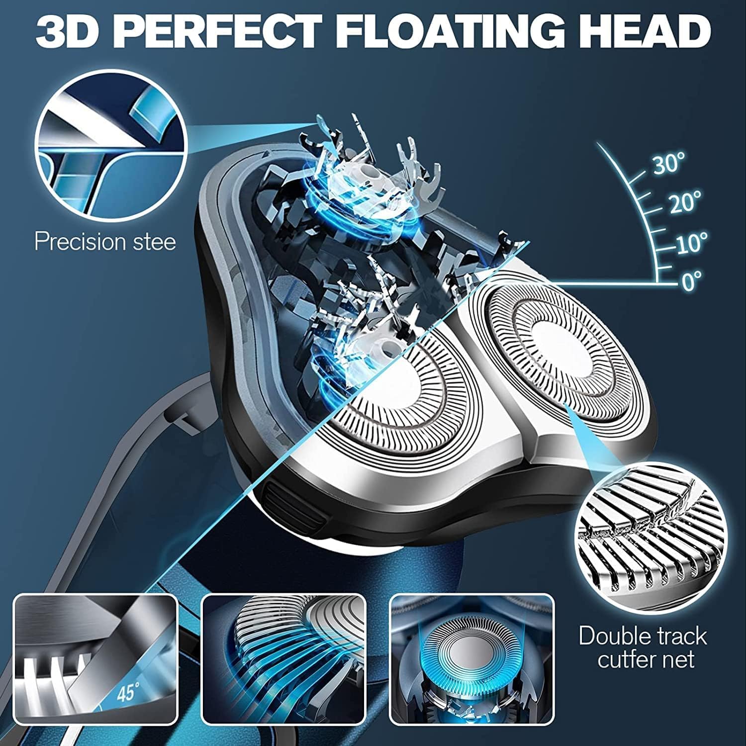 Viatia Maquinilla de afeitar eléctrica para hombres, afeitadora eléctrica inalámbrica recargable 3D rotativa para hombres, afeitadora húmeda y seca,