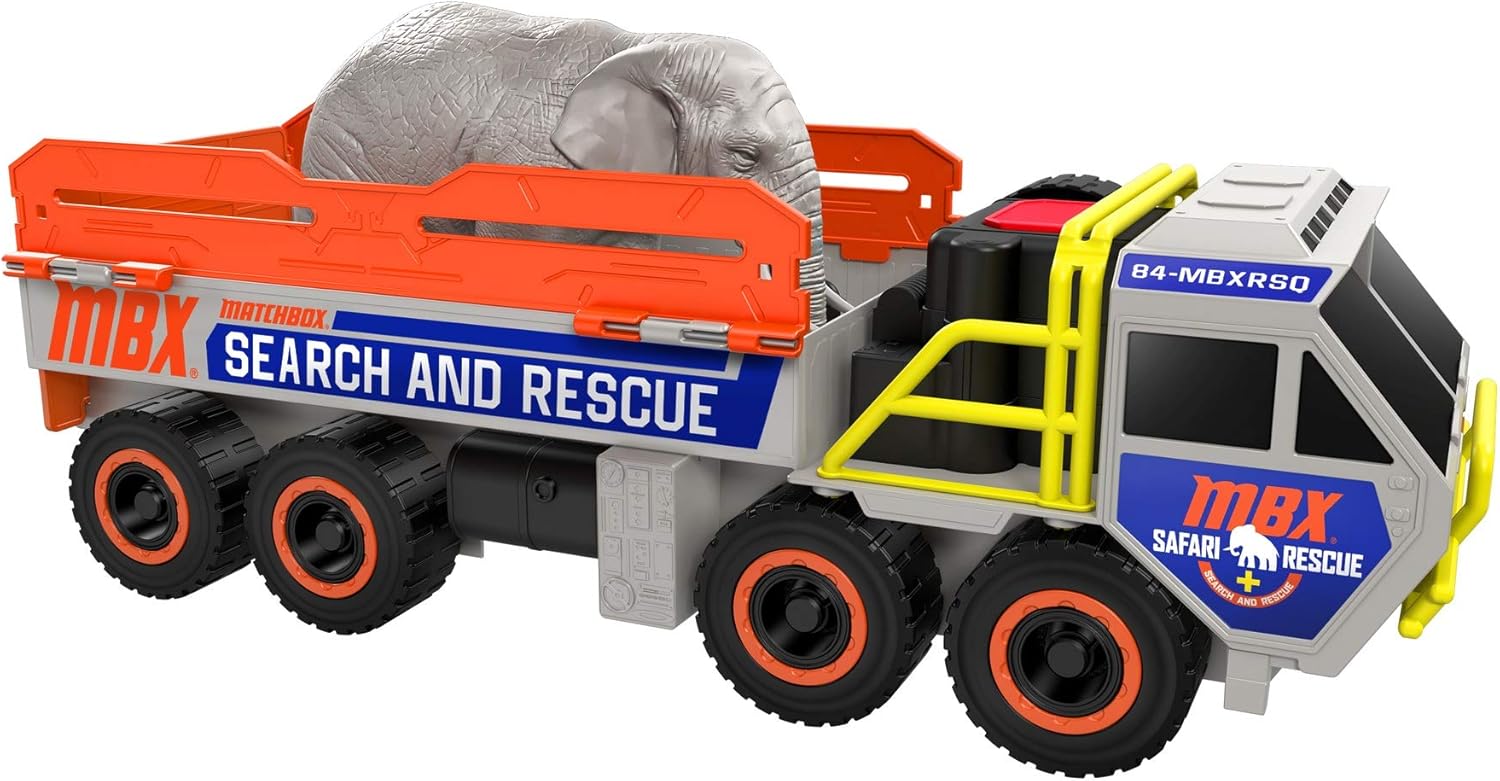 Matchbox Elephant Off-Road Rescue Adventure Set con figura de camión y elefante, juego de acción y exploración para niños a partir de 3 años