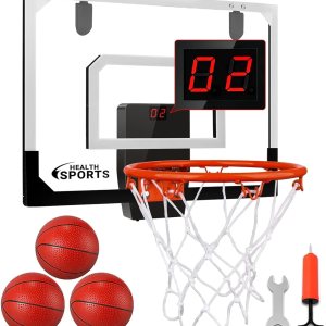 AOKESI Aro de baloncesto interior para habitación con marcador electrónico Mini aro de baloncesto de 17 x 125 pulgadas sobre la puerta juguetes de AOKESI Aro de baloncesto interior para habitación con marcador electrónico Mini aro de baloncesto de 17 x 125 pulgadas sobre la puerta juguetes de
