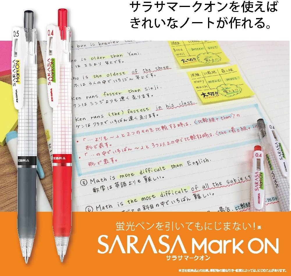 Zebra Sarasa Markon B-RMJF4-BK – Recambios de bolígrafo, núcleo MJF-0.4, negro, 10 piezas