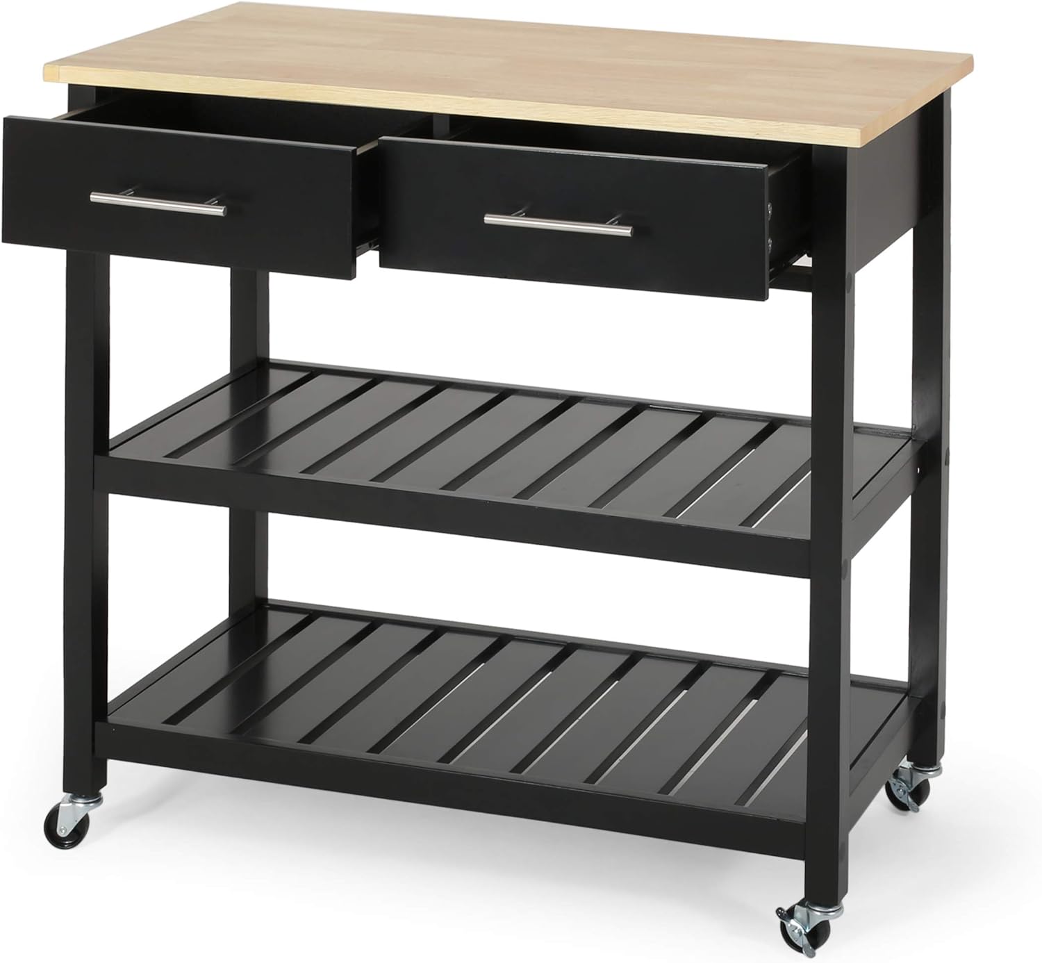 Christopher Knight Home Neffs Carrito de cocina, natural + negro
