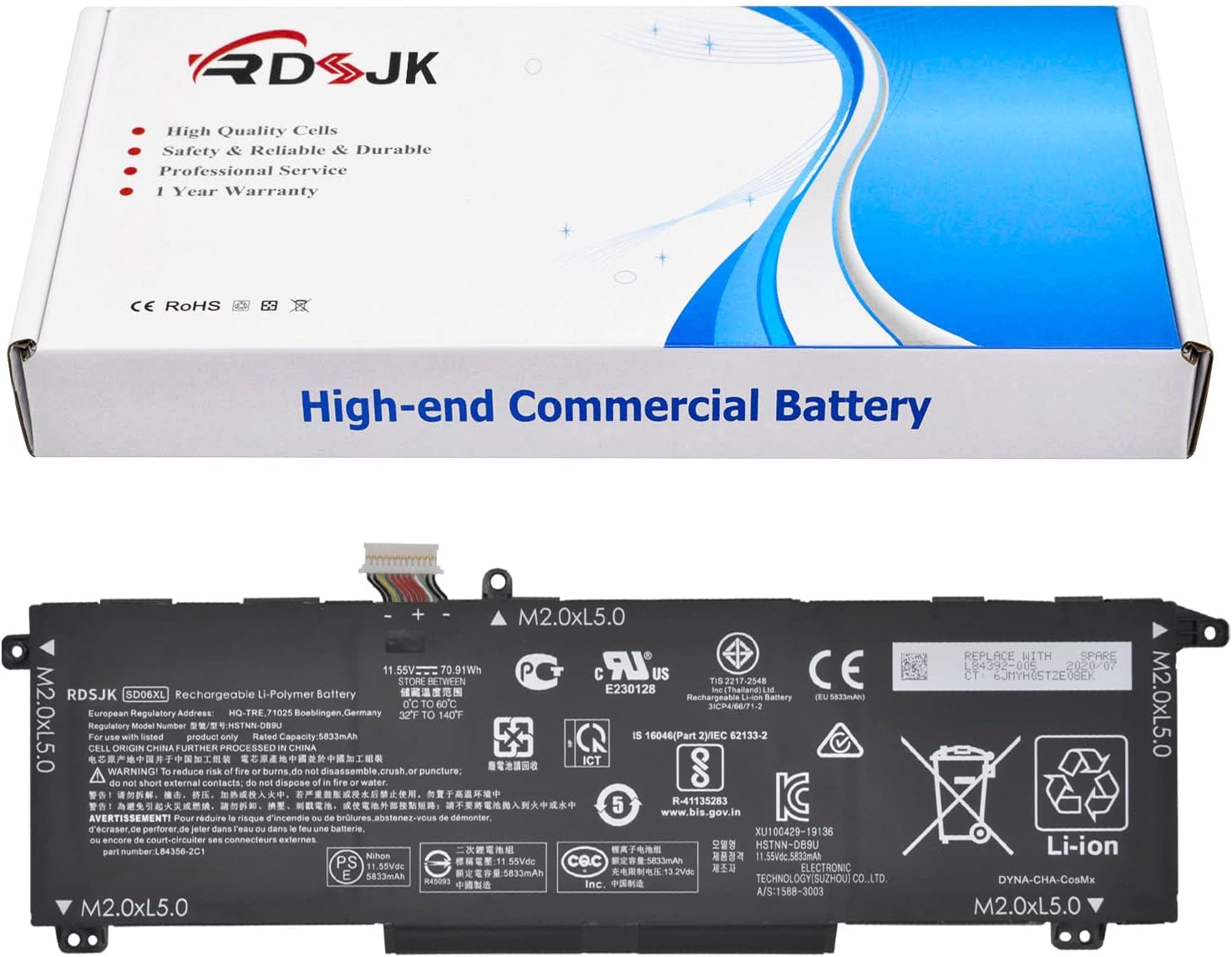 SD06XL – Batería para portátil HP Omen 15-EK 15-EK0000 15-EN 15-EN0000 15-EK0051TX 15-EK0009TX 15-EN0029NR 15-EN0036NR Series SD06070XL HSTNN-DB9U