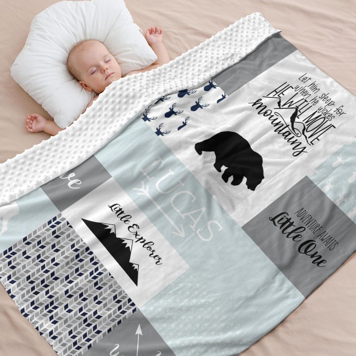 Woodland – Manta de bebé personalizada, mantas de bebé personalizadas para niñas, mantas de bebé personalizadas para niños Minky con doble capa de