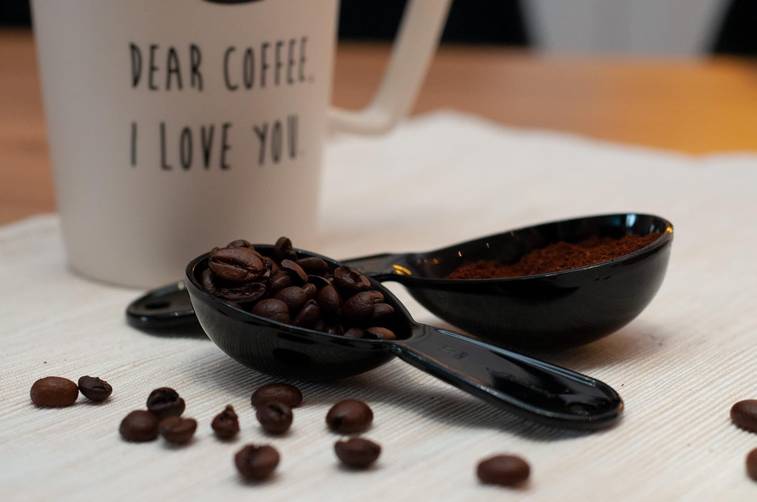 Juego de 2 cucharadas de plástico para café (0.5 fl oz y 1.0 fl oz), fabricadas en Estados Unidos (negro)