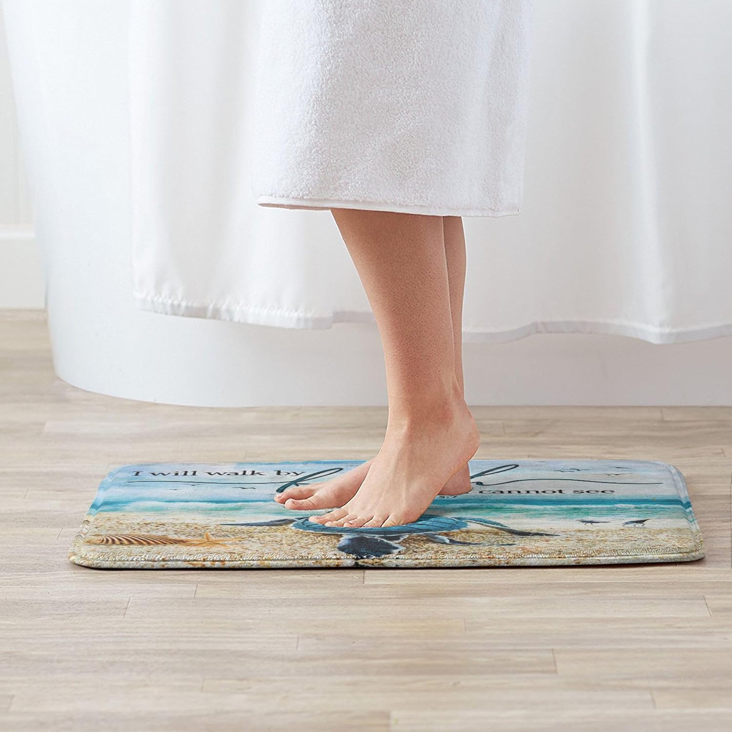 Alfombra de baño de tortuga marina, alfombra de baño náutica costera, alfombra de baño antideslizante, decoración de baño, alfombra de baño de