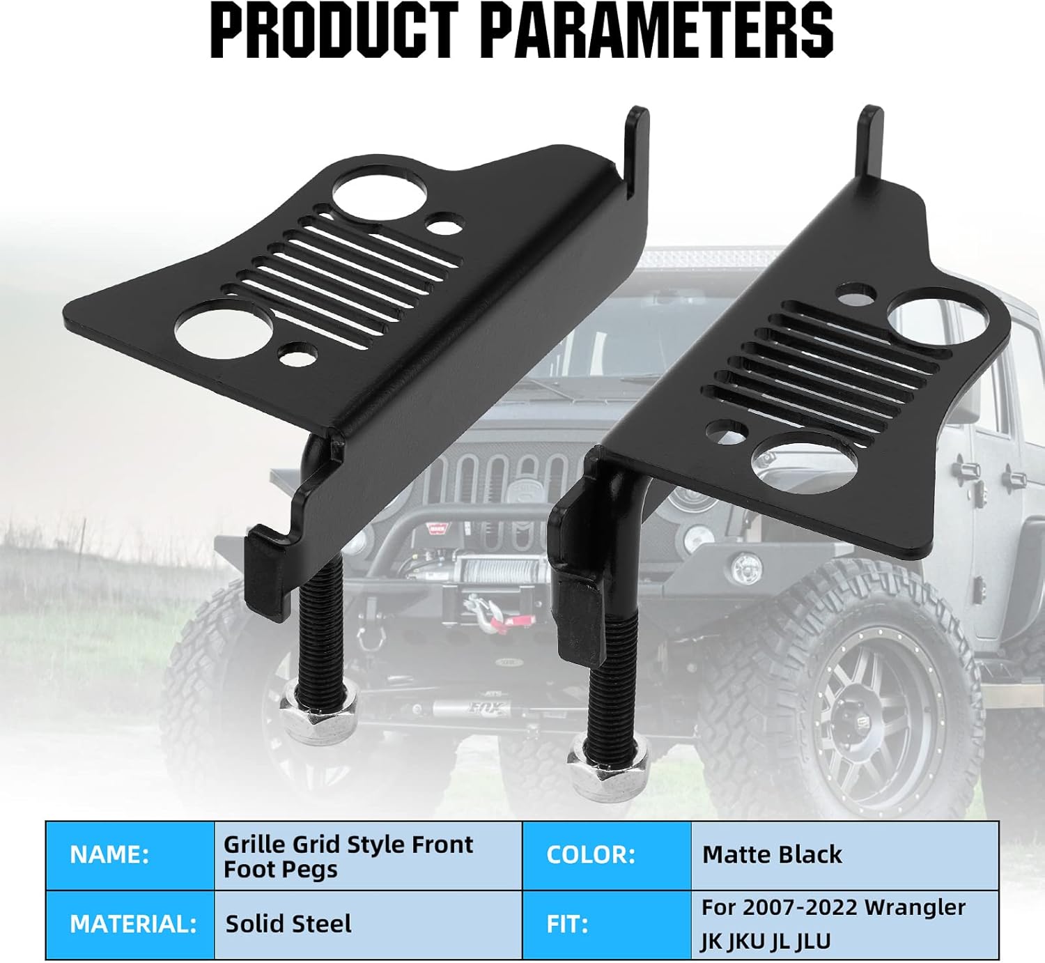 JL – Estriberas delanteras para reposapiés de puerta, pedal con rejilla estilo rejilla para Wrangler JK JKU JL JLU 2007-2022