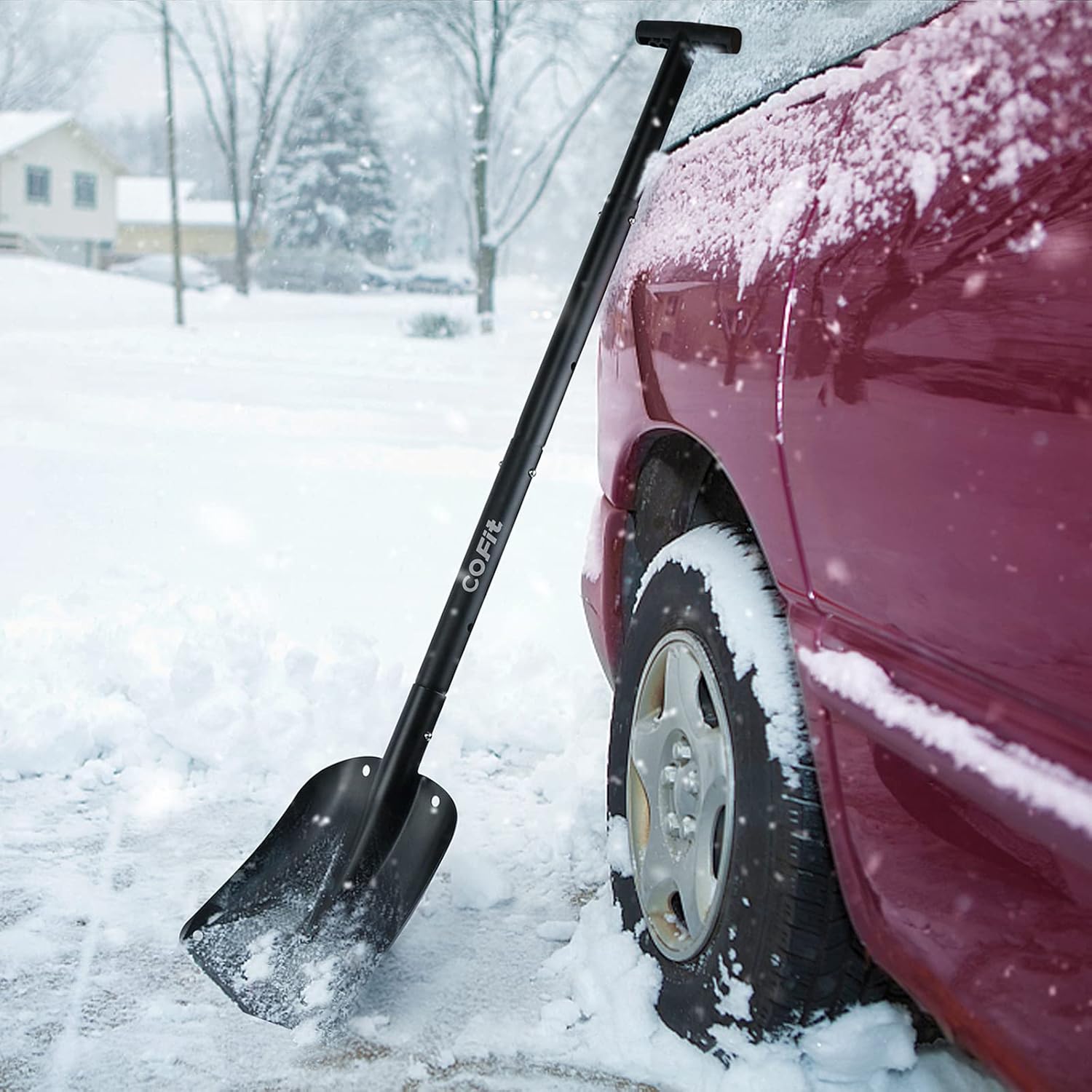 COFIT – Pala de nieve retráctil, aleación de aluminio, herramienta de eliminación de barro de arena para el auto, para camping al aire libre y