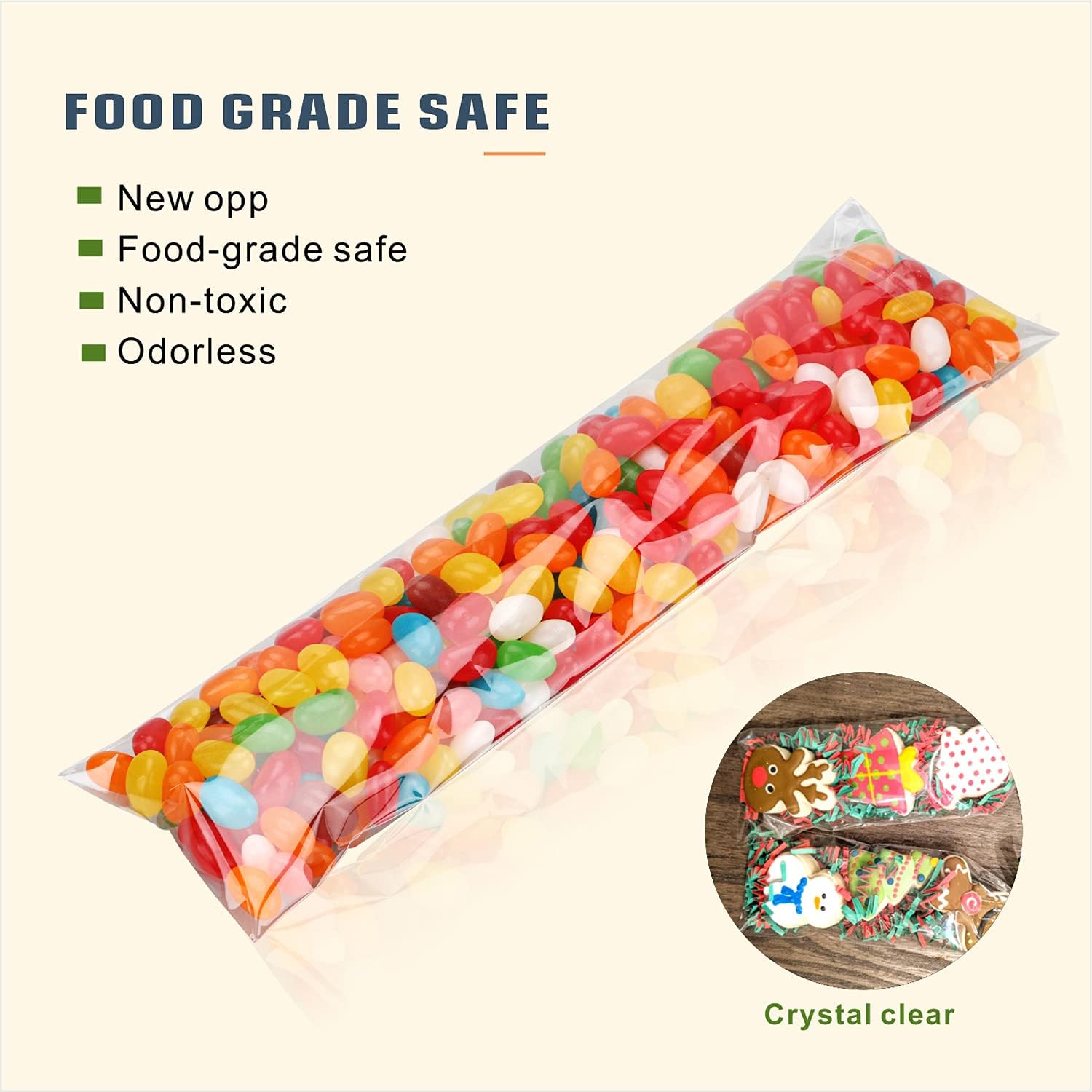 100 bolsas de celofán transparentes resellables de 6 x 12 pulgadas de largo, bolsas de celofán autosellables, bolsas para galletas con solapa