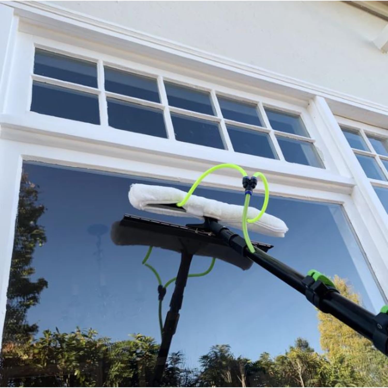 17 “todo en uno 2 boquillas depurador y escobilla para sistema de limpieza de ventanas de poste alimentado por agua, cepillo de limpieza de panel