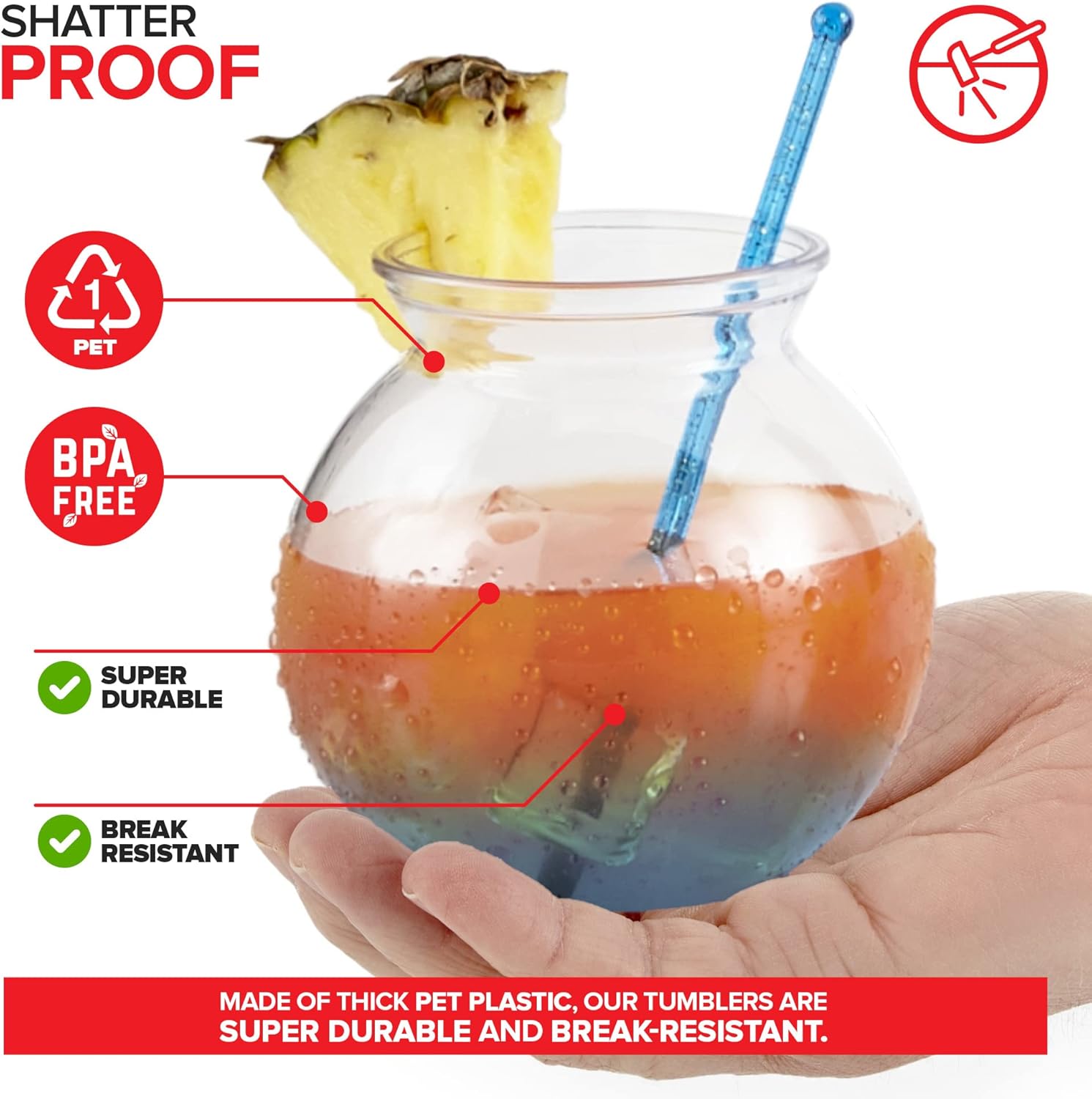 Cuencos pequeños redondos de plástico para fiestas (paquete de 12) mini tazón transparente de 16 onzas, vasos inastillables para bebidas, centros de