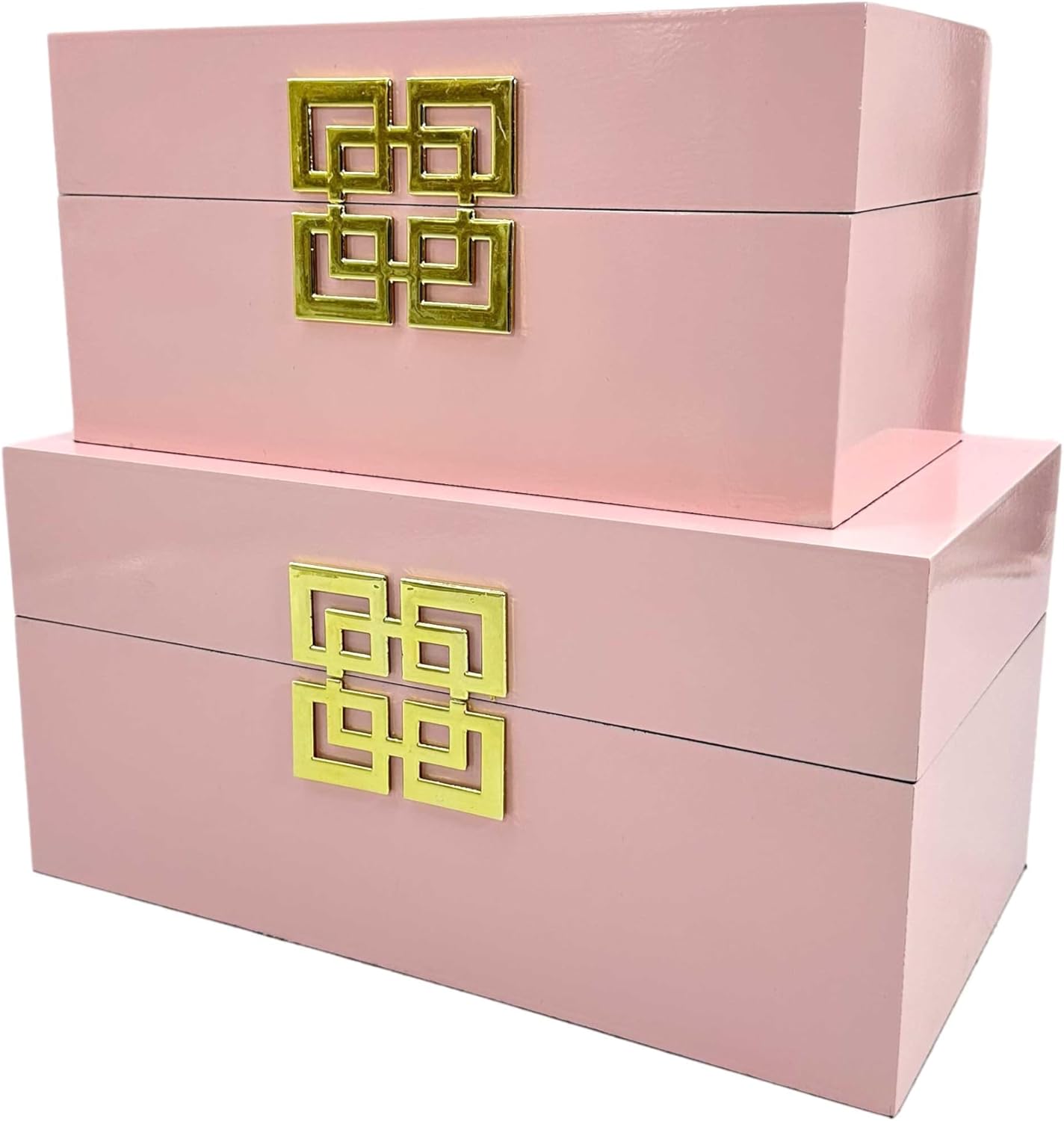 Galt International Caja de almacenamiento decorativa con tapa con bisagras, diseño clásico, cajas de madera con cierre geométrico, para dormitorio y