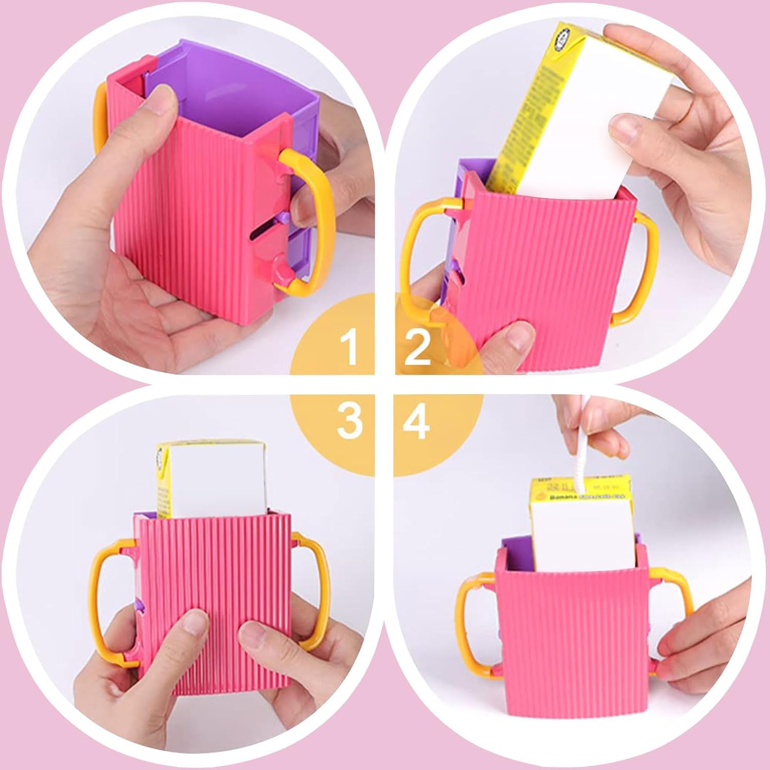 Caja de jugo para niños, soporte para caja de leche, soporte para bolsa de jugo para niños pequeños, bolsa plegable ajustable para alimentos y