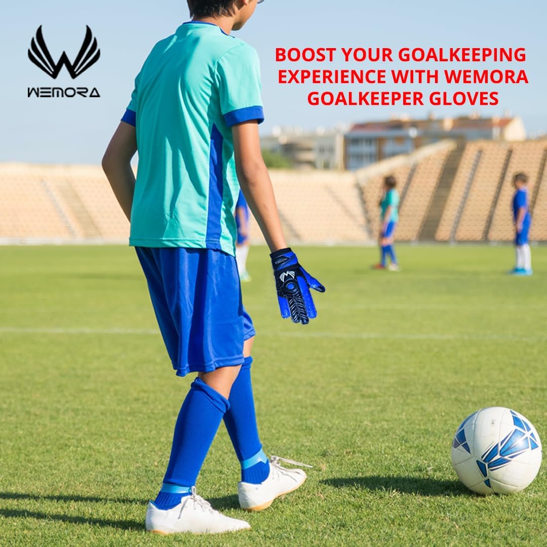 Guantes de portero de fútbol Fingersave para niños, jóvenes y adultos con palma de látex de 0.295 in, espinas flexibles para los dedos, guantes de