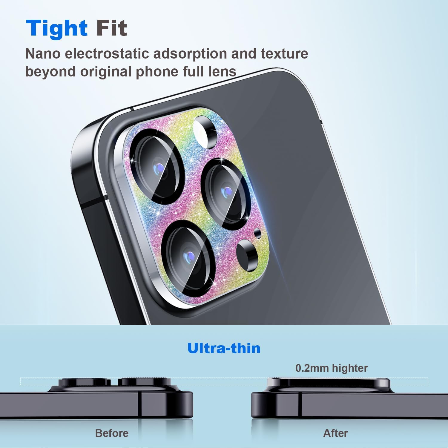 Mansoorr Protector de lente de cámara para iPhone 15 ProiPhone 15 Pro Max, protección contra caídas y cobertura completa Protector de pantalla de