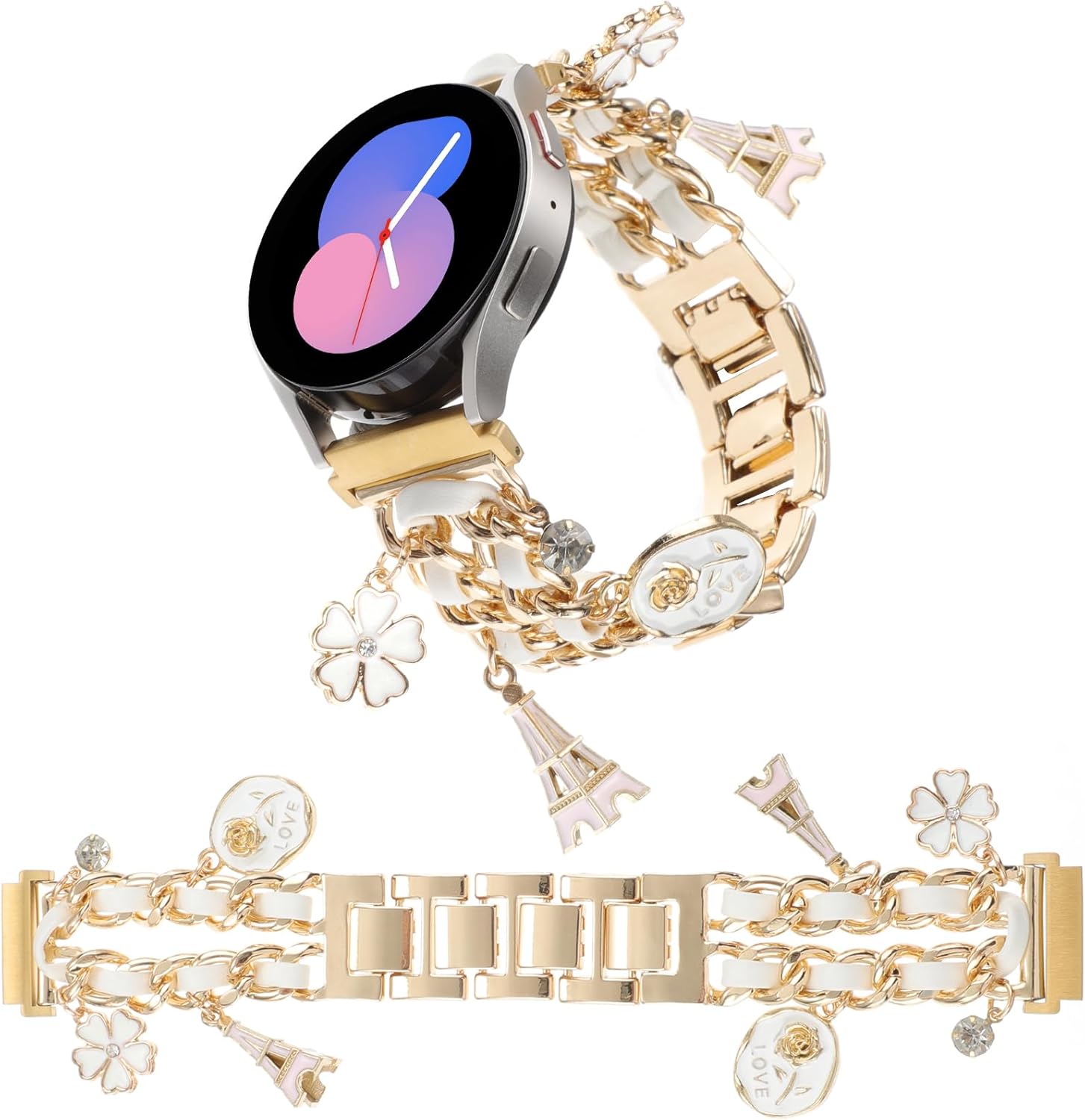 Elegante correa de reloj de metal de 0.787 pulgadas compatible con Samsung Galaxy Watch 6 5 4 401.732 in, Watch 4 Classic 421.811 in, Watch 3 1.614