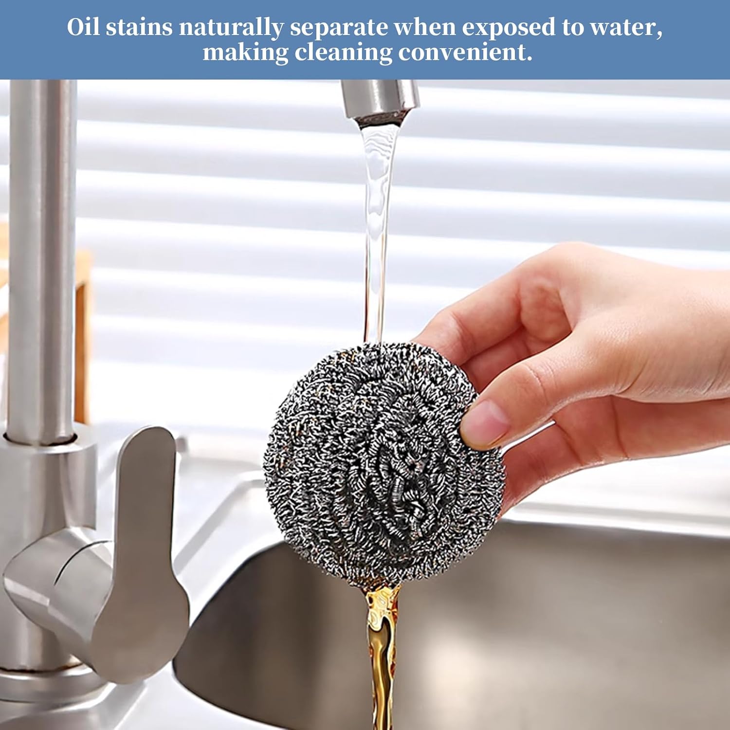 Estropajo de acero inoxidable para fregar, esponjas mágicas de borrador, sartén limpia y estante para asar, lana de acero para cocina y baño (6