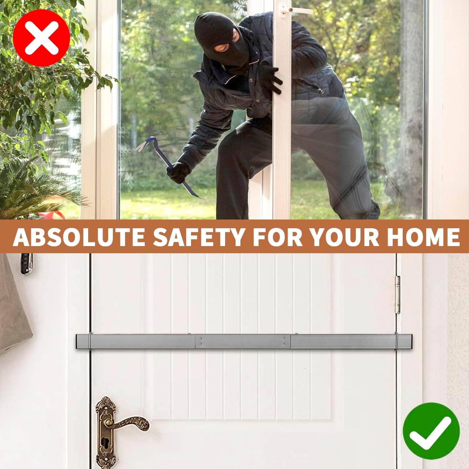Kit de soportes de barricada para barra de seguridad para puerta, tope de puerta, dispositivos de seguridad de defensa del hogar para puerta