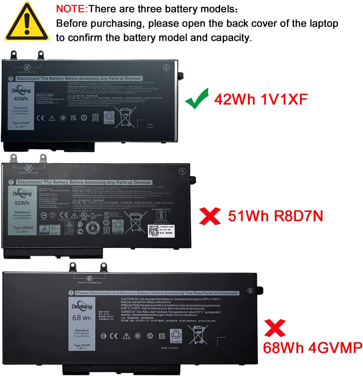 Dentsing 1V1XF – Batería para portátil compatible con Dell Latitude 5400 5410 5500 5510 Precision 3540 3550 Inspiron 7590 7591 7791 2 en 1 Series