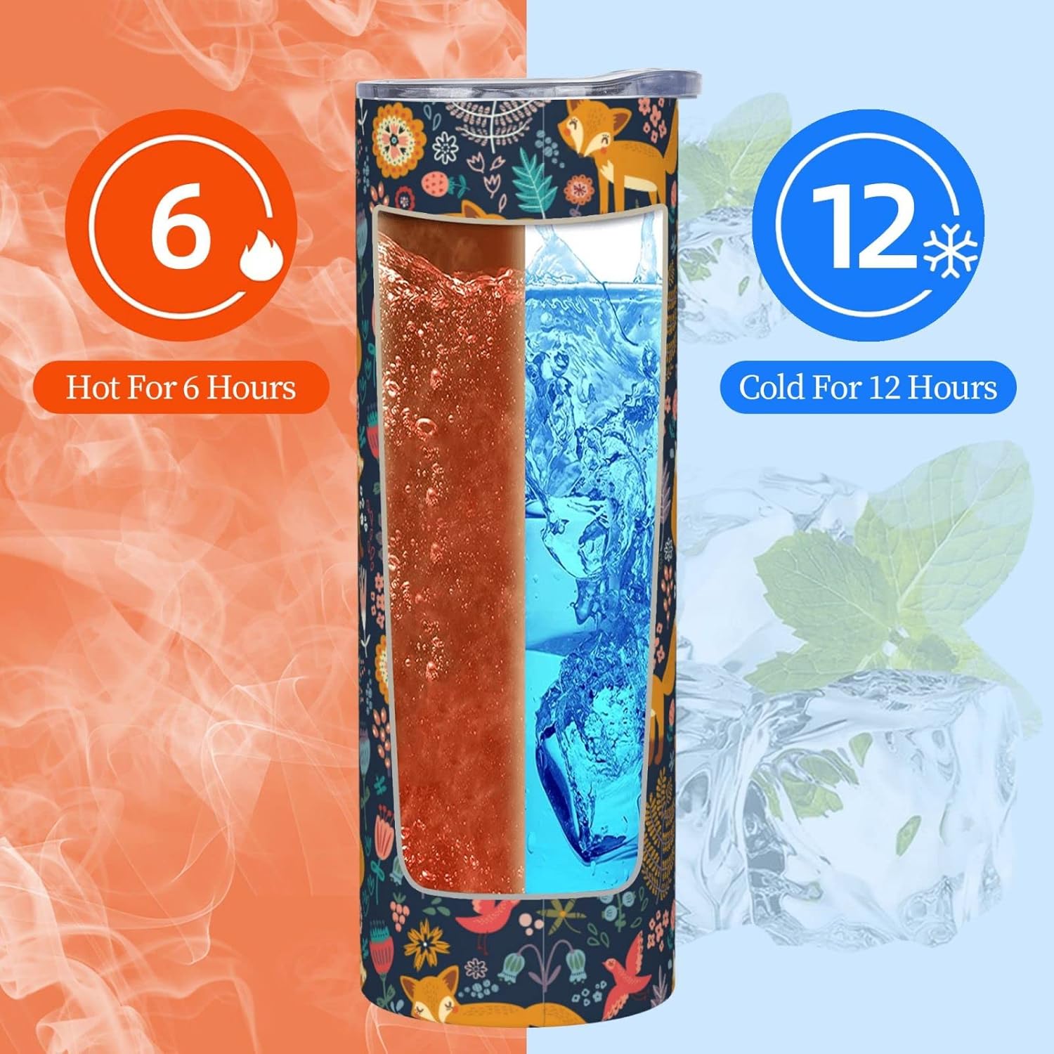 Lindo vaso de acero inoxidable con aislamiento al vacío, taza de café taza de viaje para oficina en casa, viajes, fiestas, regalos de 20 onzas