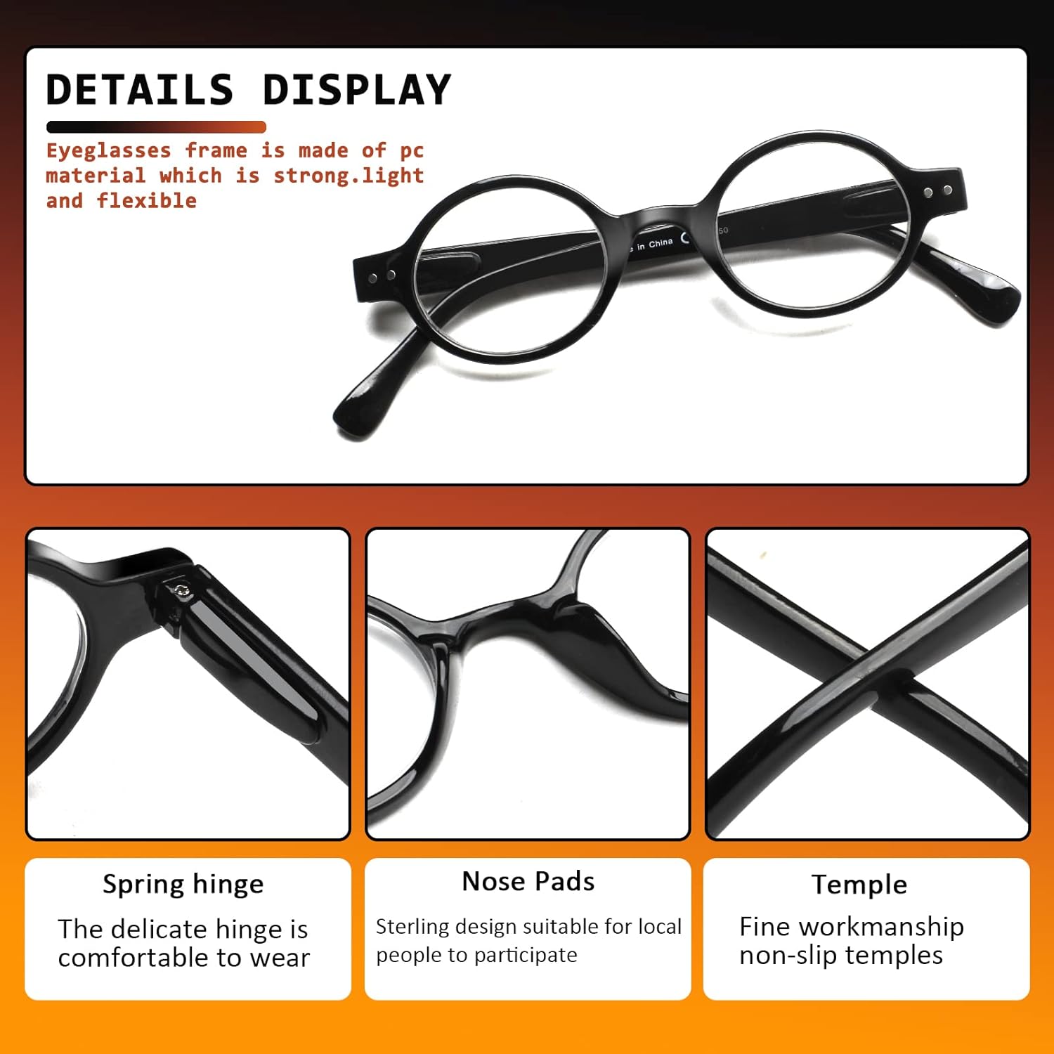 JOSCHOO Paquete de 5 lentes de lectura redondos retro, pequeños y cómodos, para mujeres y hombres