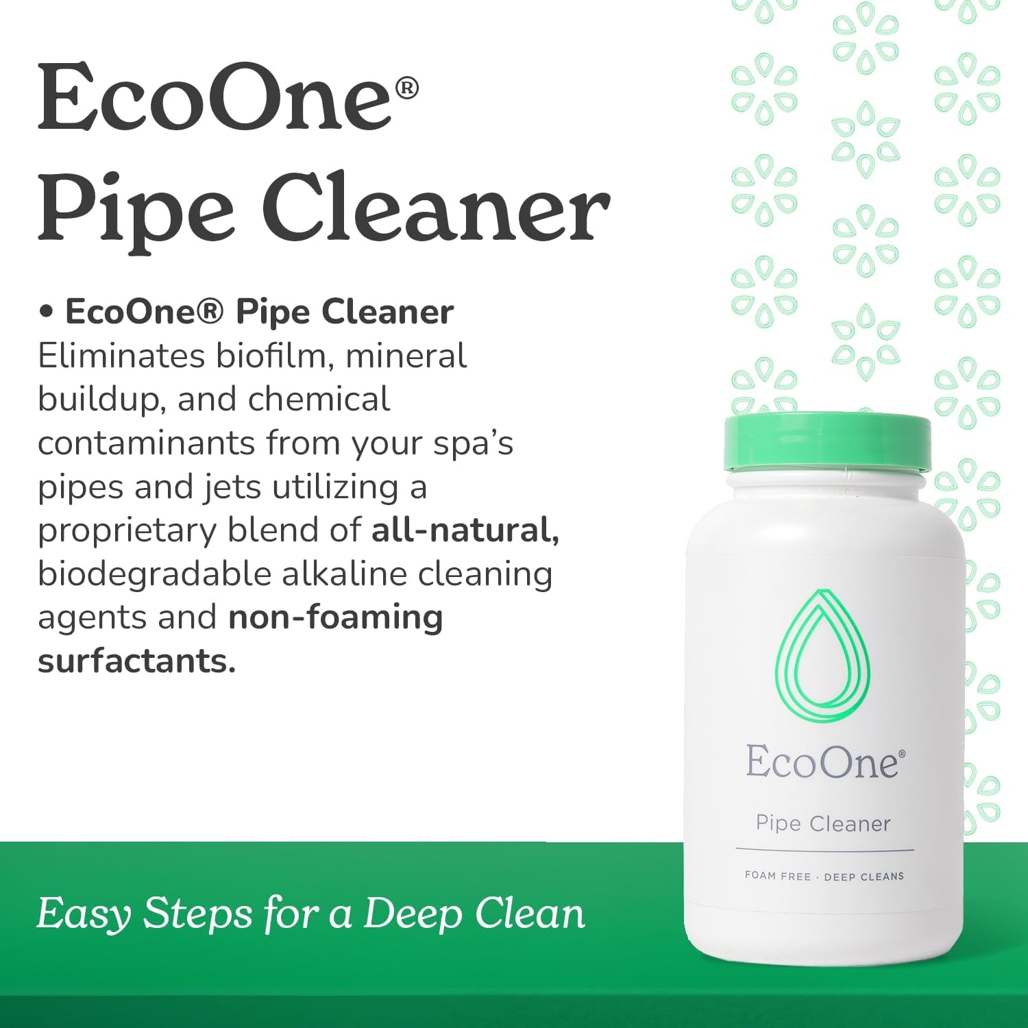 EcoOne – Limpiador de tuberías totalmente natural para spa y bañera de hidromasaje y chorro  Limpiador de chorro de bañera de hidromasaje hecho con
