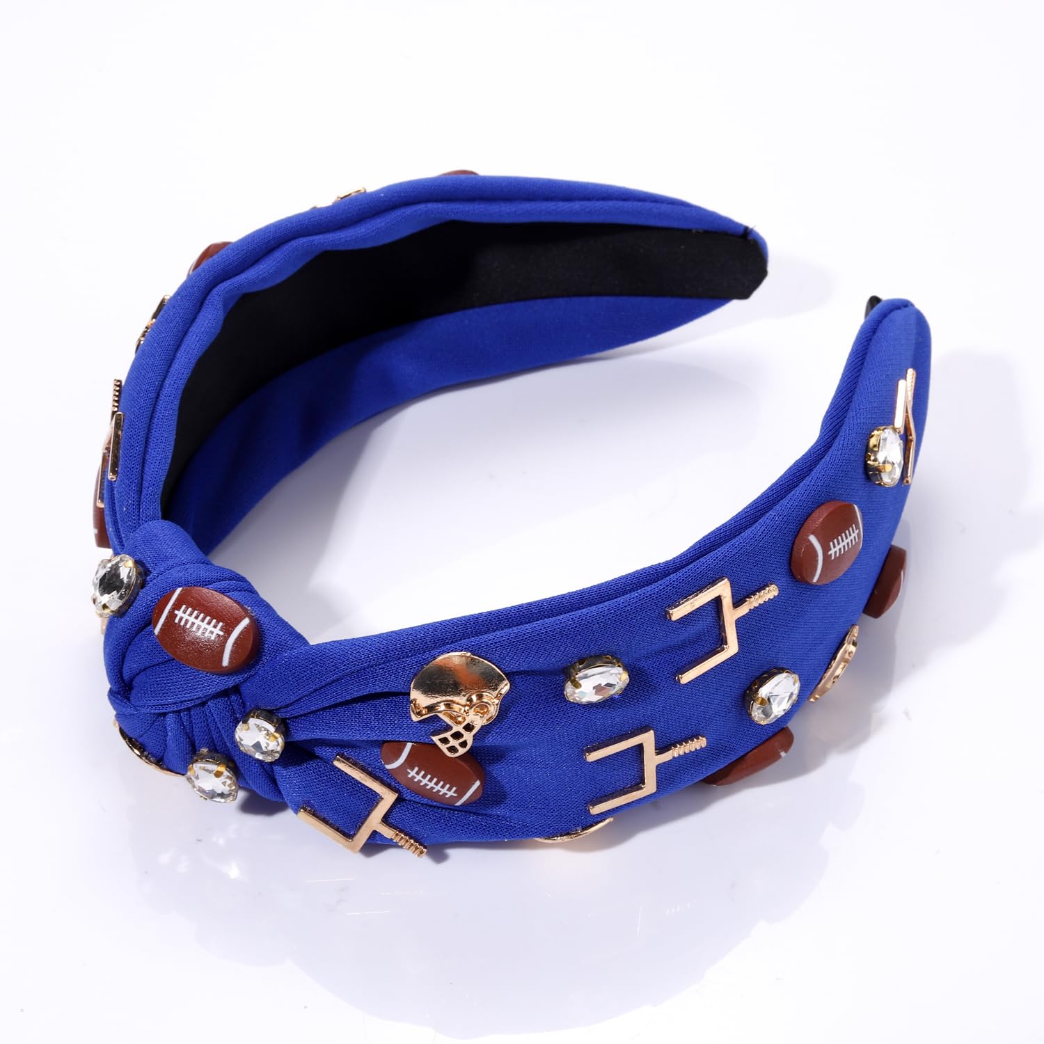 Diadema de fútbol para mujer, accesorios de fútbol con cuentas de diamantes de imitación, diadema anudada de cristal, adorno para el día del juego,