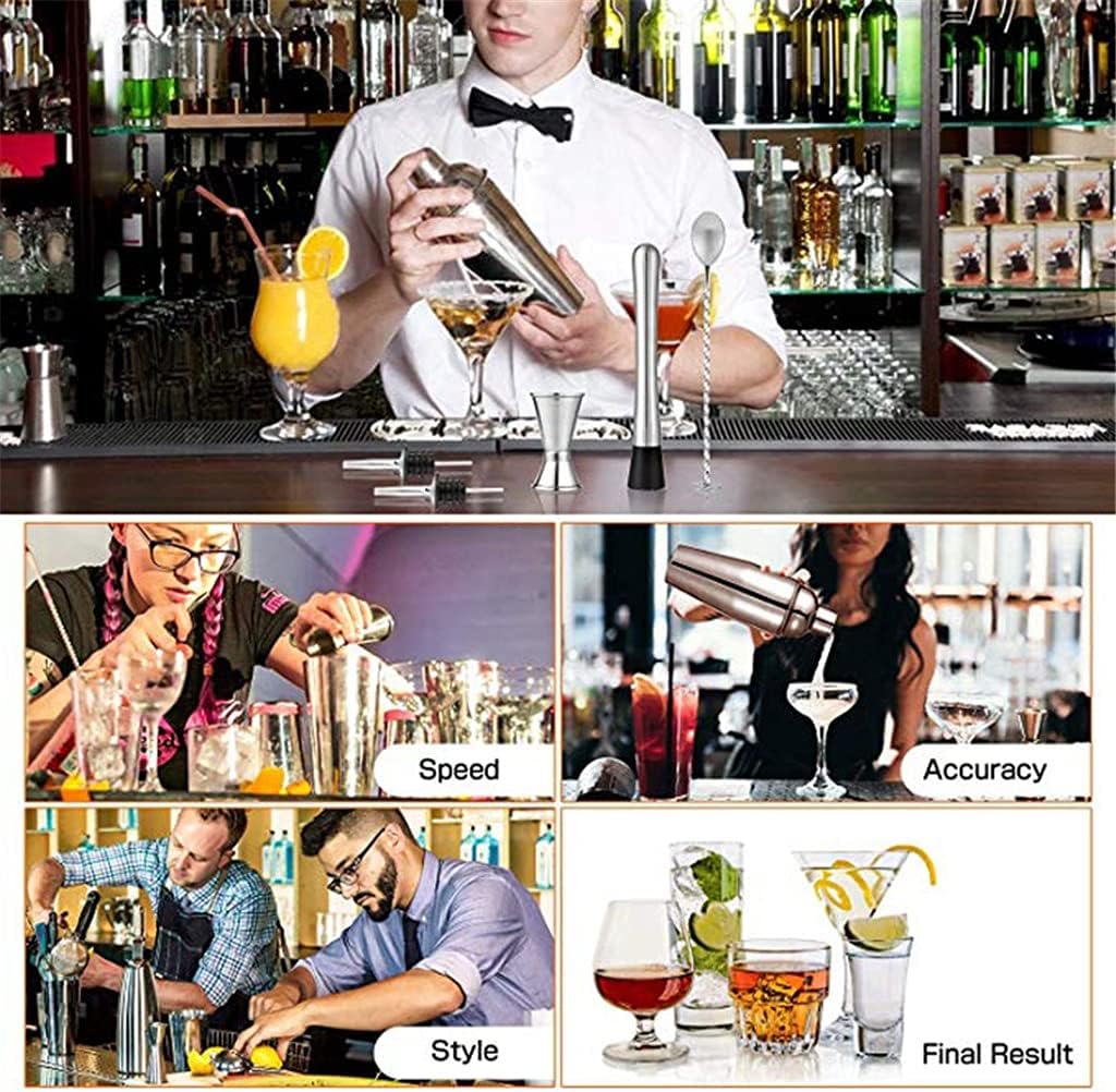 Kit de camarero con barra de soporte, juego de coctelera para mezclar bebidas, herramientas de bar, mejor kit de barman para principiantes (color