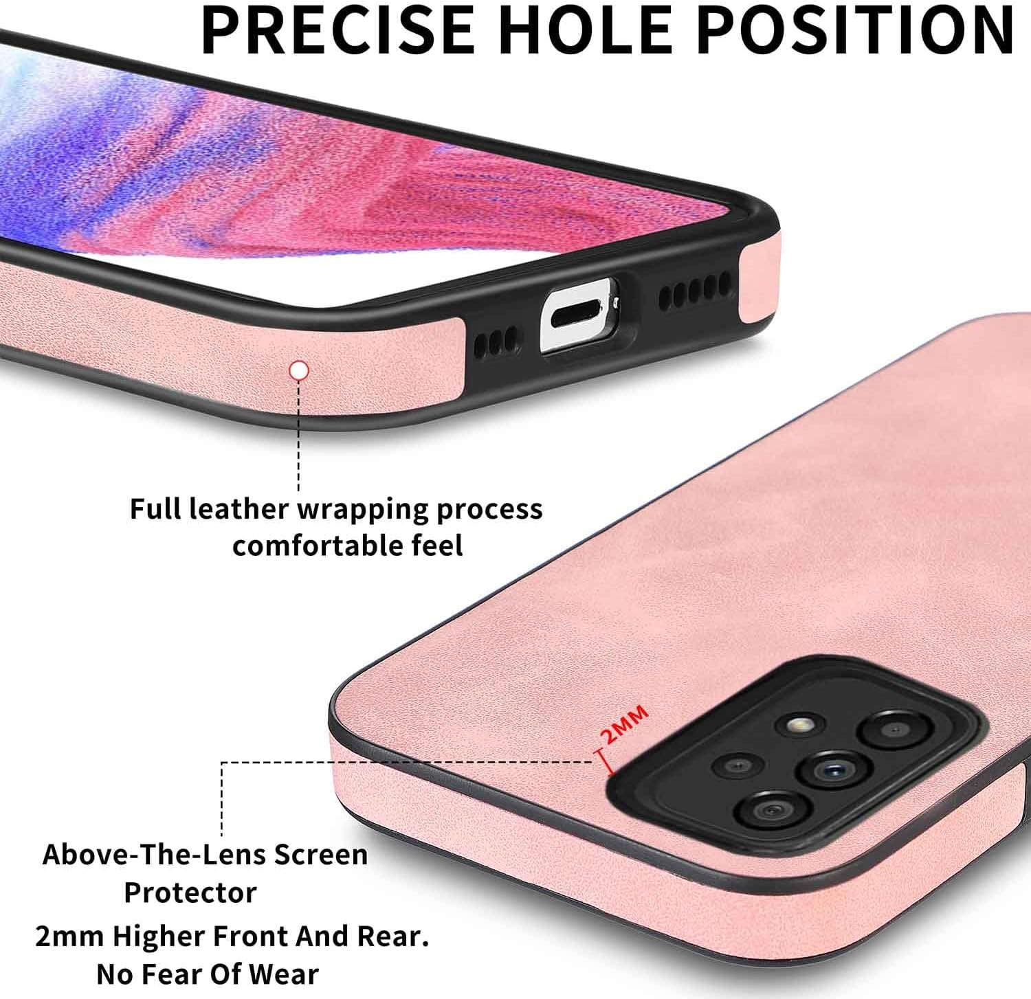 Asuwish Funda de teléfono para Samsung Galaxy A53 5G con protector de pantalla de vidrio templado y funda delgada de cuero suave y resistente,