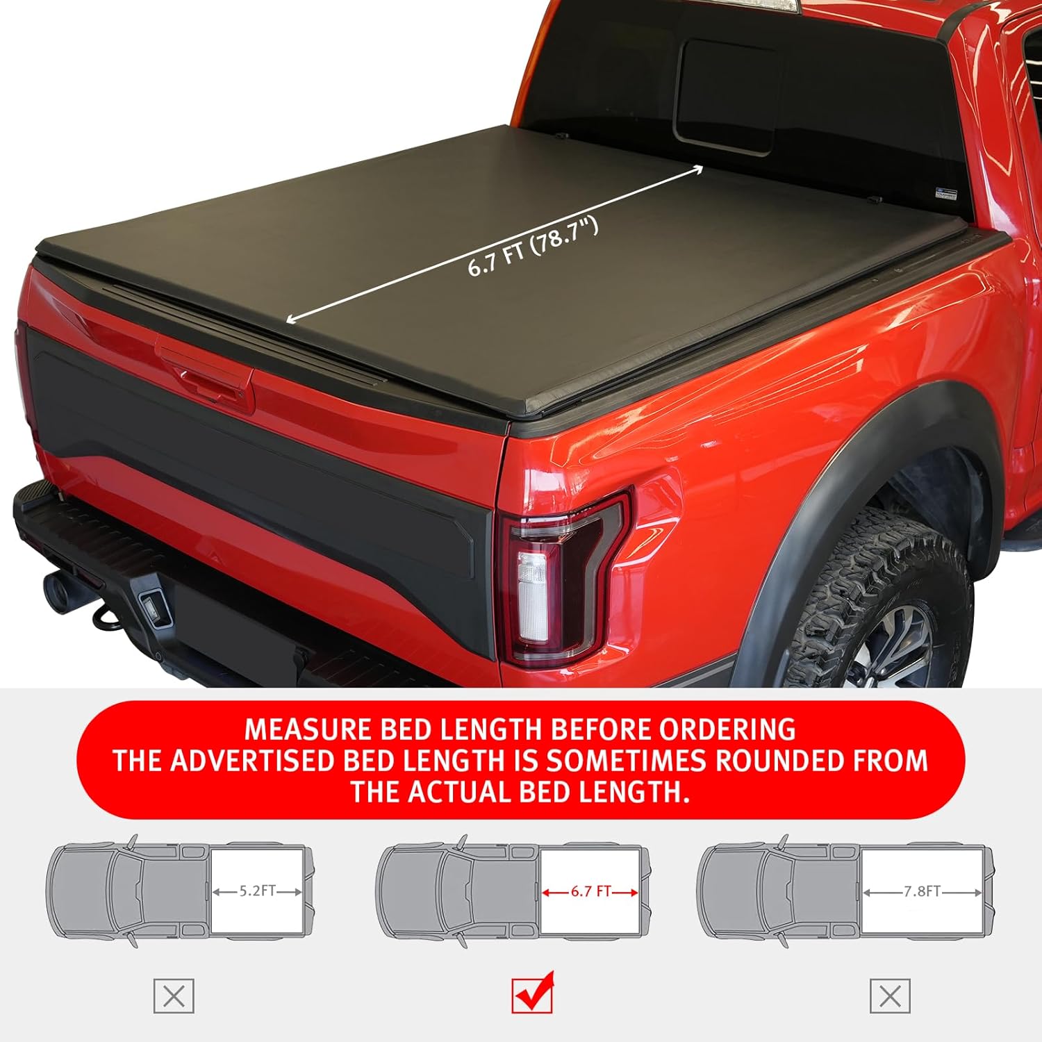 Cubierta enrollable suave para caja de camioneta para Nissan Titan 2017-2024 de 6.7 pies