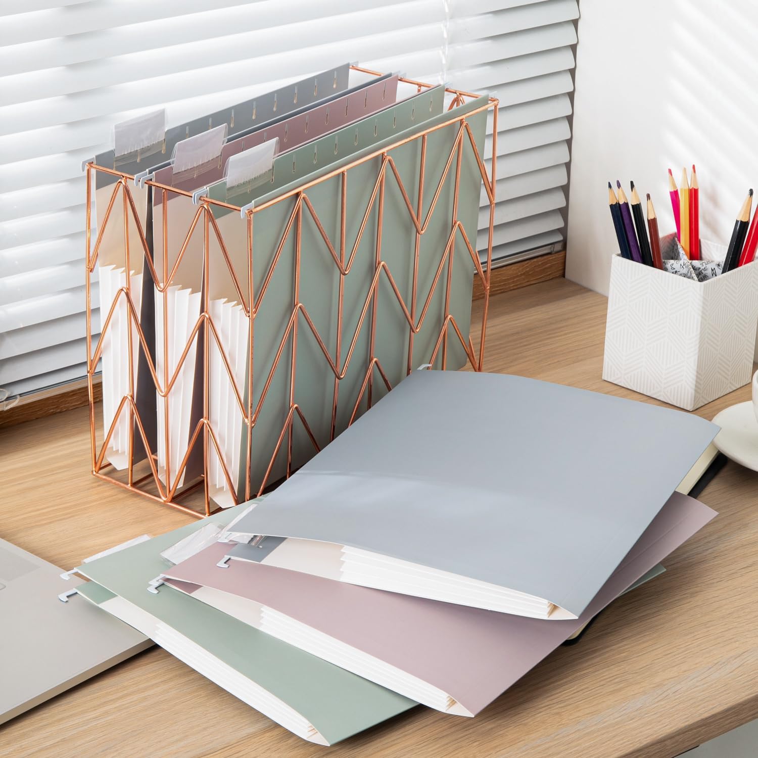 Y YOMA Paquete de 6 carpetas colgantes de capacidad extra, tamaño carta, carpeta decorativa reforzada, carpeta expandible de colores bonitos para