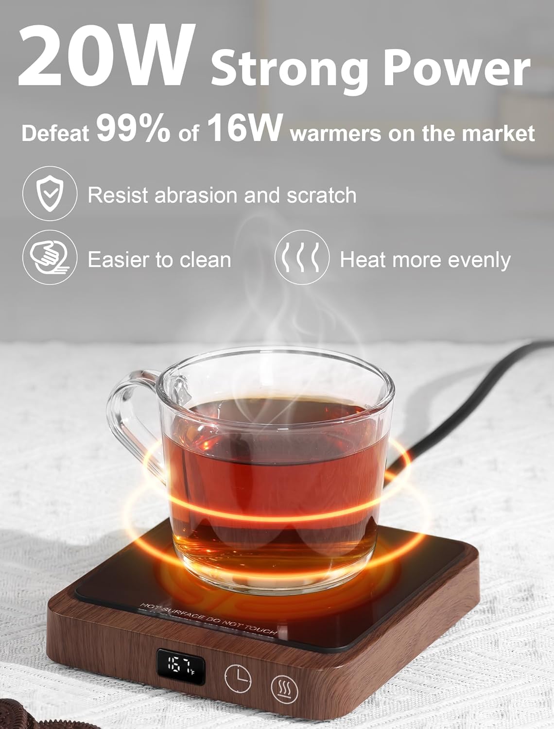 Rigstne Calentador de taza de café  Calentador de tazas portátil de 20 W para escritorio, calentador de taza de café con apagado automático, plato