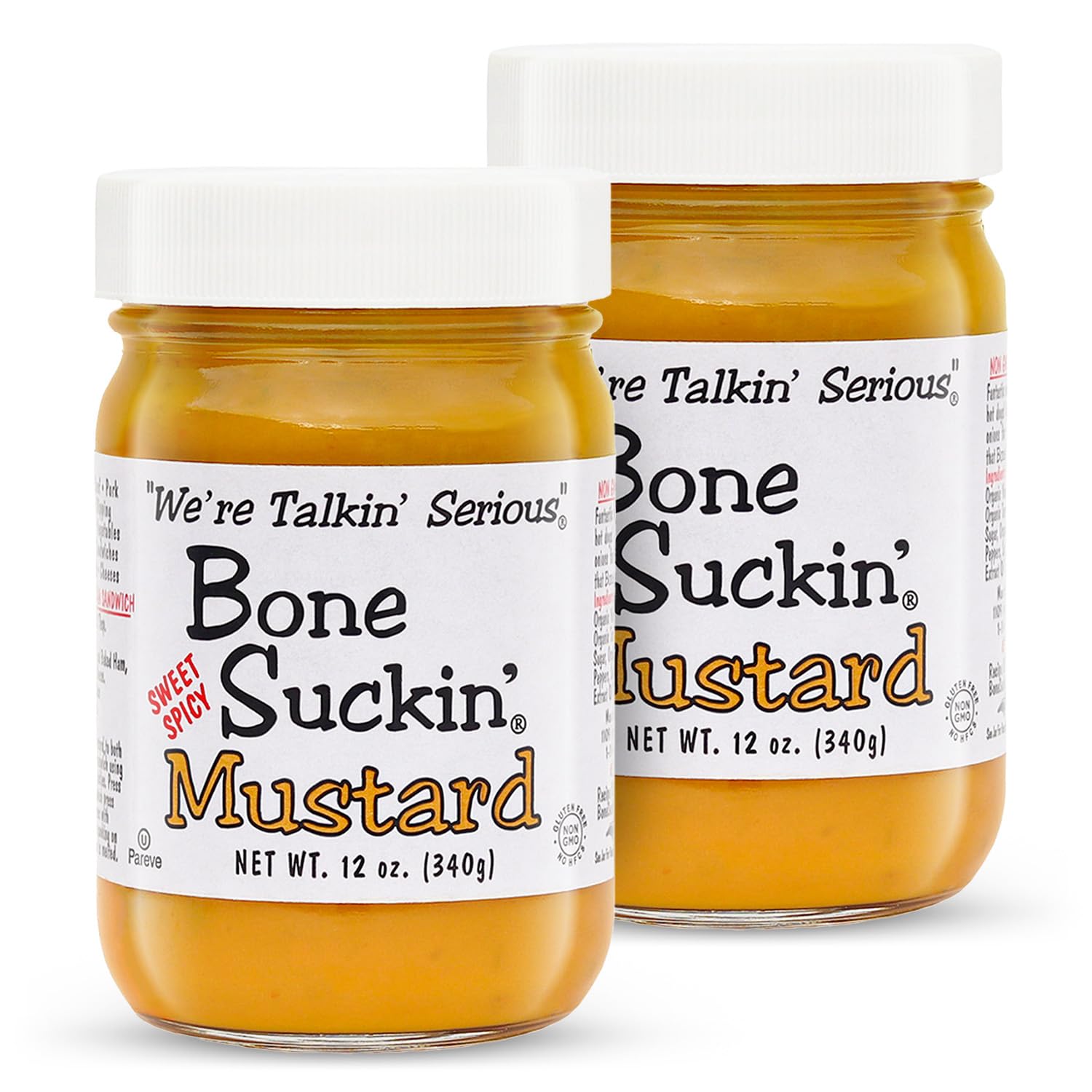 Bone Suckin’ Sauce Paquete variado de mostaza, sin OMG, sin gluten y grasa, condimento de gran sabor (original + dulce y picante)