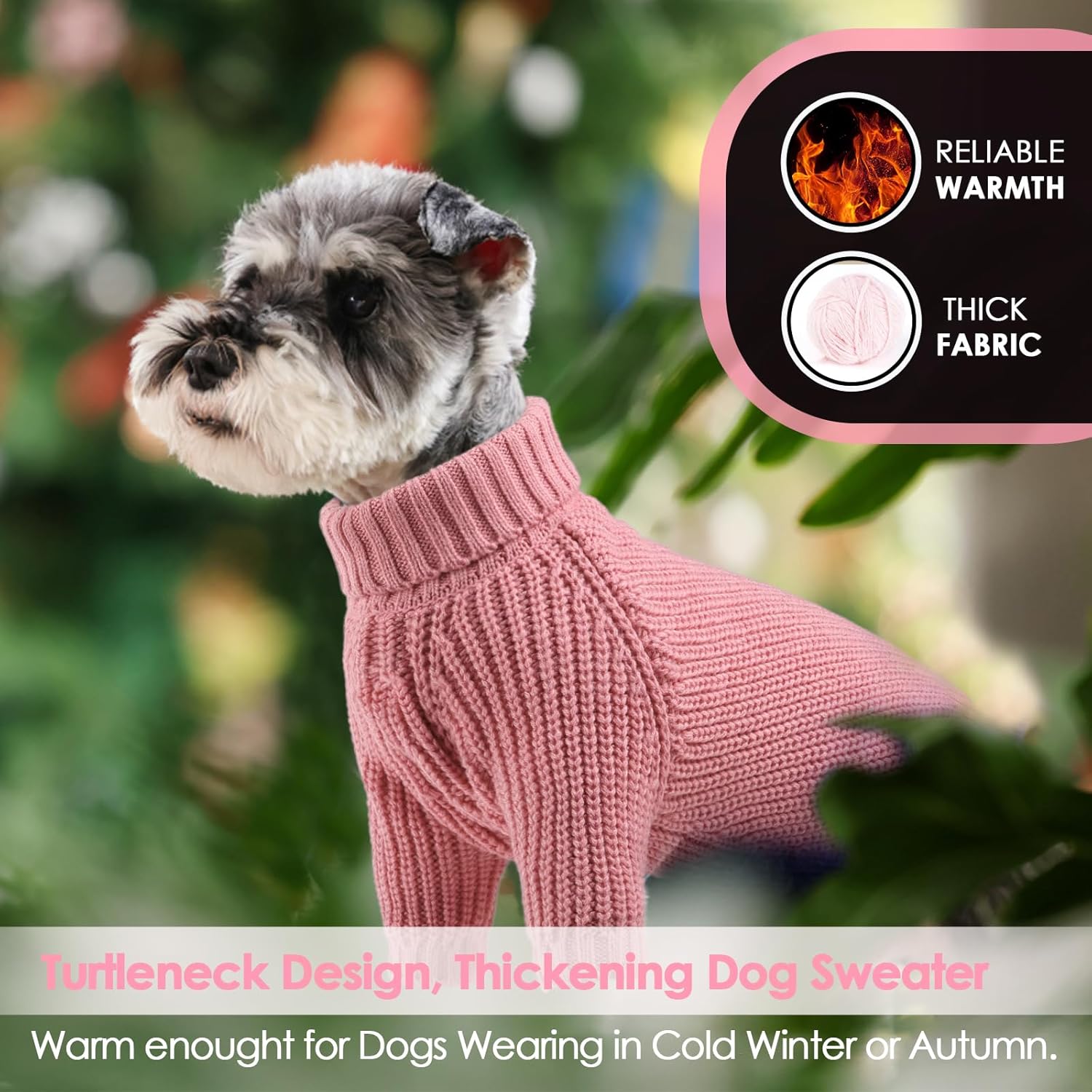AOFITEE Suéter para perro, suéter de Navidad para perros medianos, niñas y niños, suéter de punto sólido para perro, suéter de cuello alto, suéter